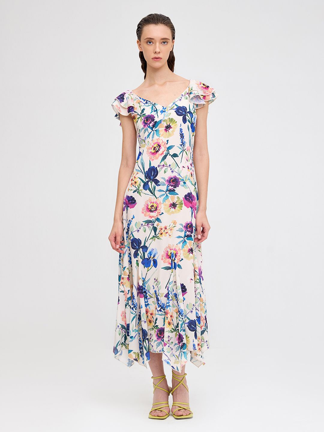 

COVER STORY Women Floral Print Georgette Maxi Dress, Off white