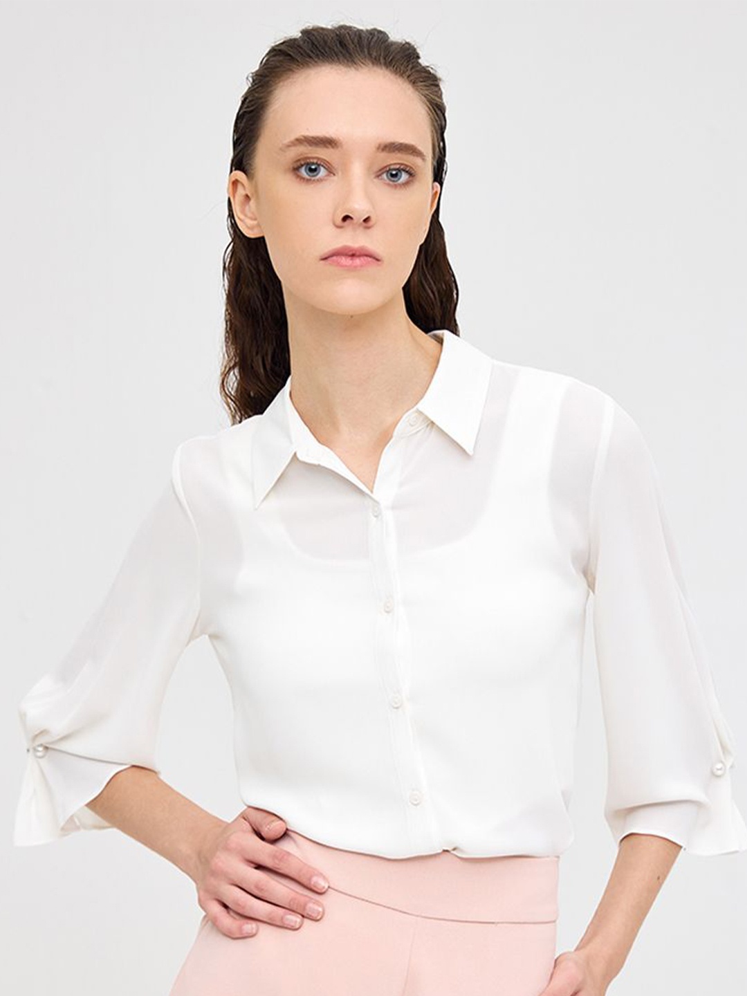 

COVER STORY Women Solid Opaque Casual Shirt, White