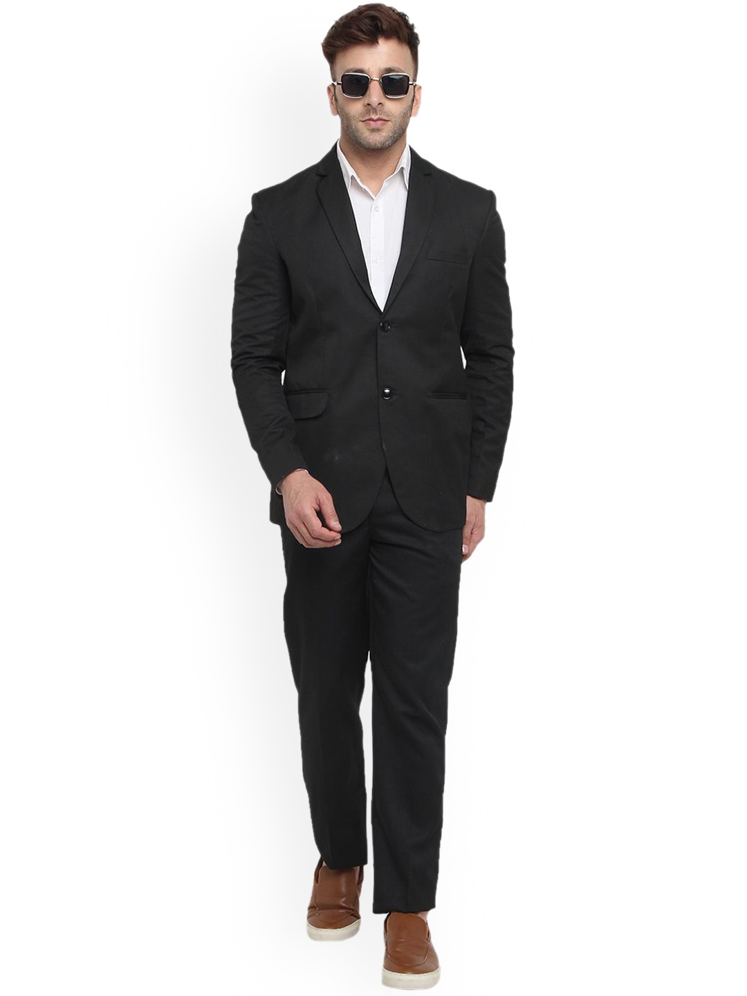 

REFULGENT Men Single-Breasted Two-Piece Party Suit, Black