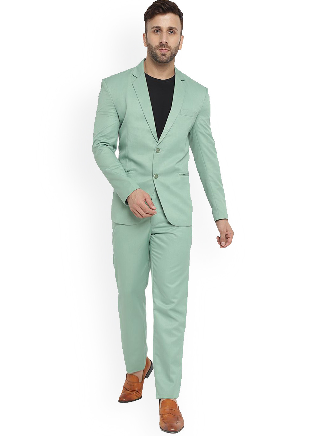 

REFULGENT Men Single-Breasted Two-Piece Party Suit, Green
