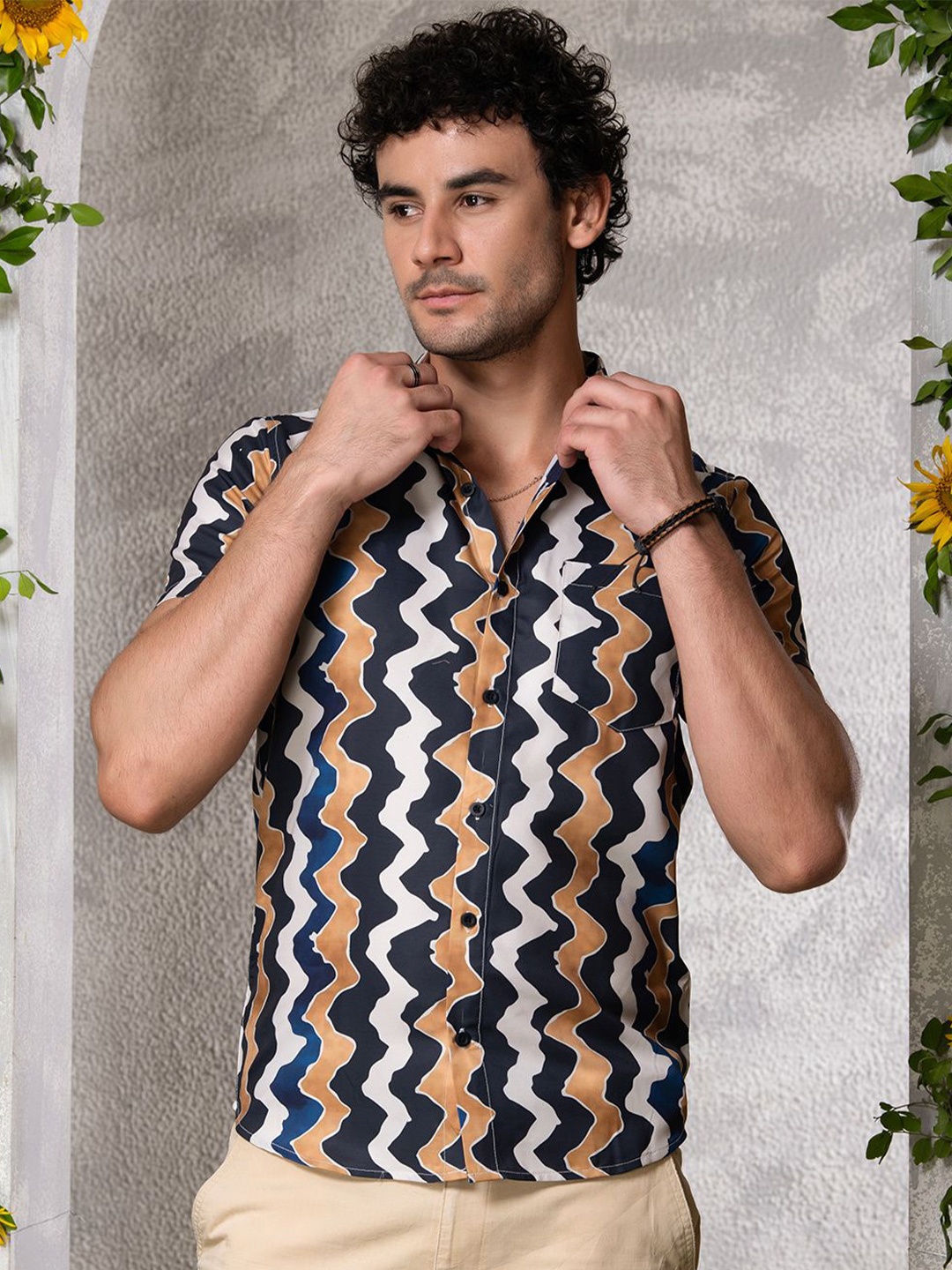 

BAESD Men Standard Opaque Printed Casual Shirt, Black