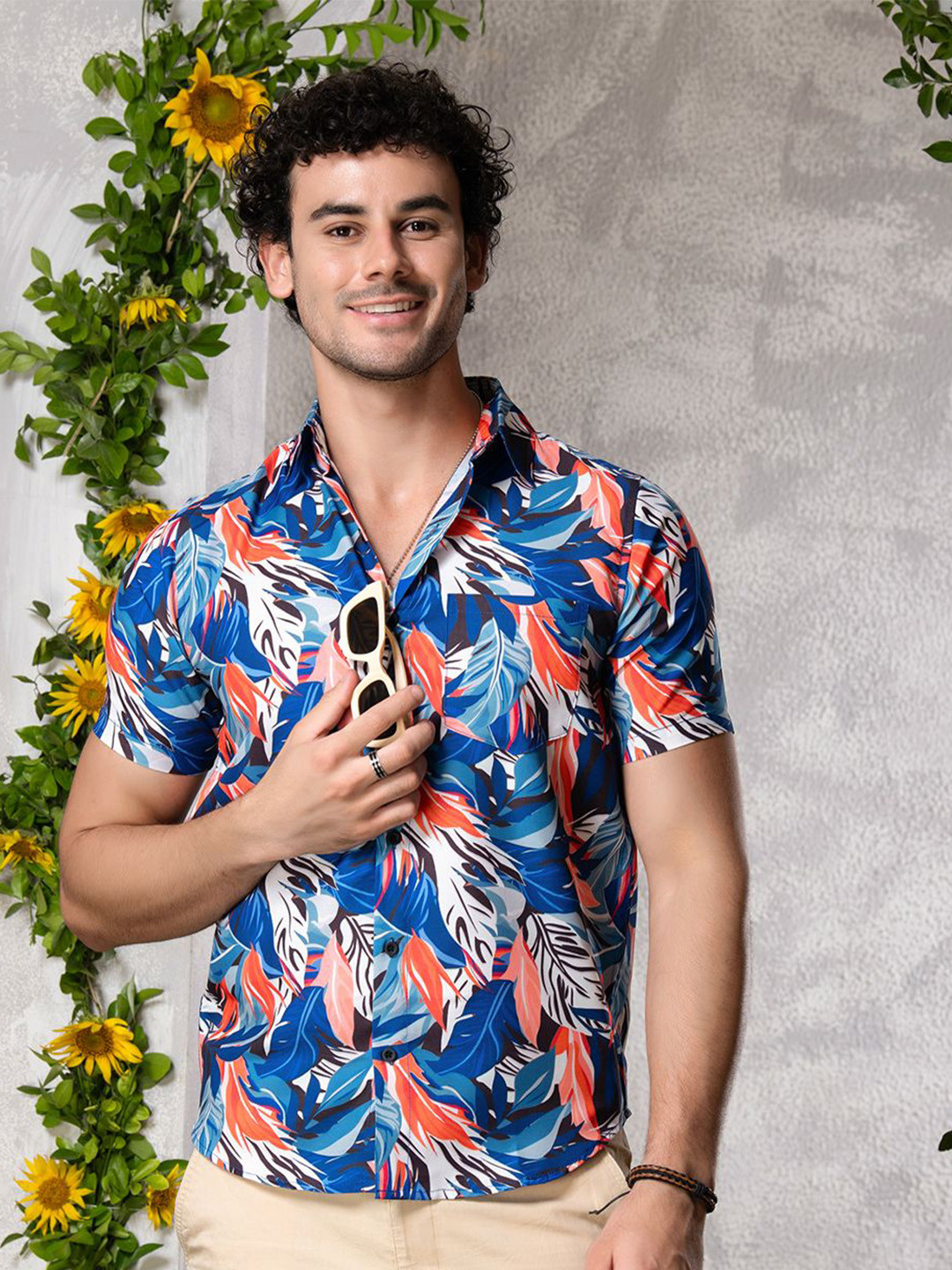 

BAESD Men Standard Floral Opaque Printed Casual Shirt, Blue