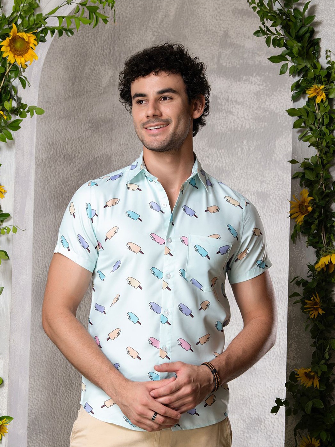 

BAESD Men Standard Opaque Printed Casual Shirt, Blue