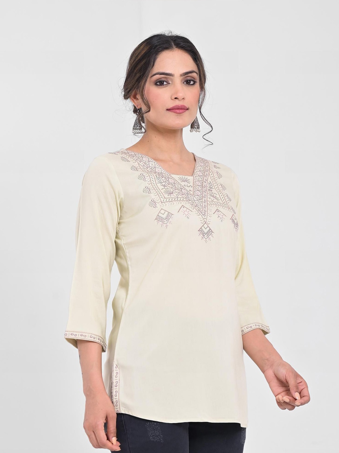 

Anouk V-Neck Embroidered Ethnic Top, Pink