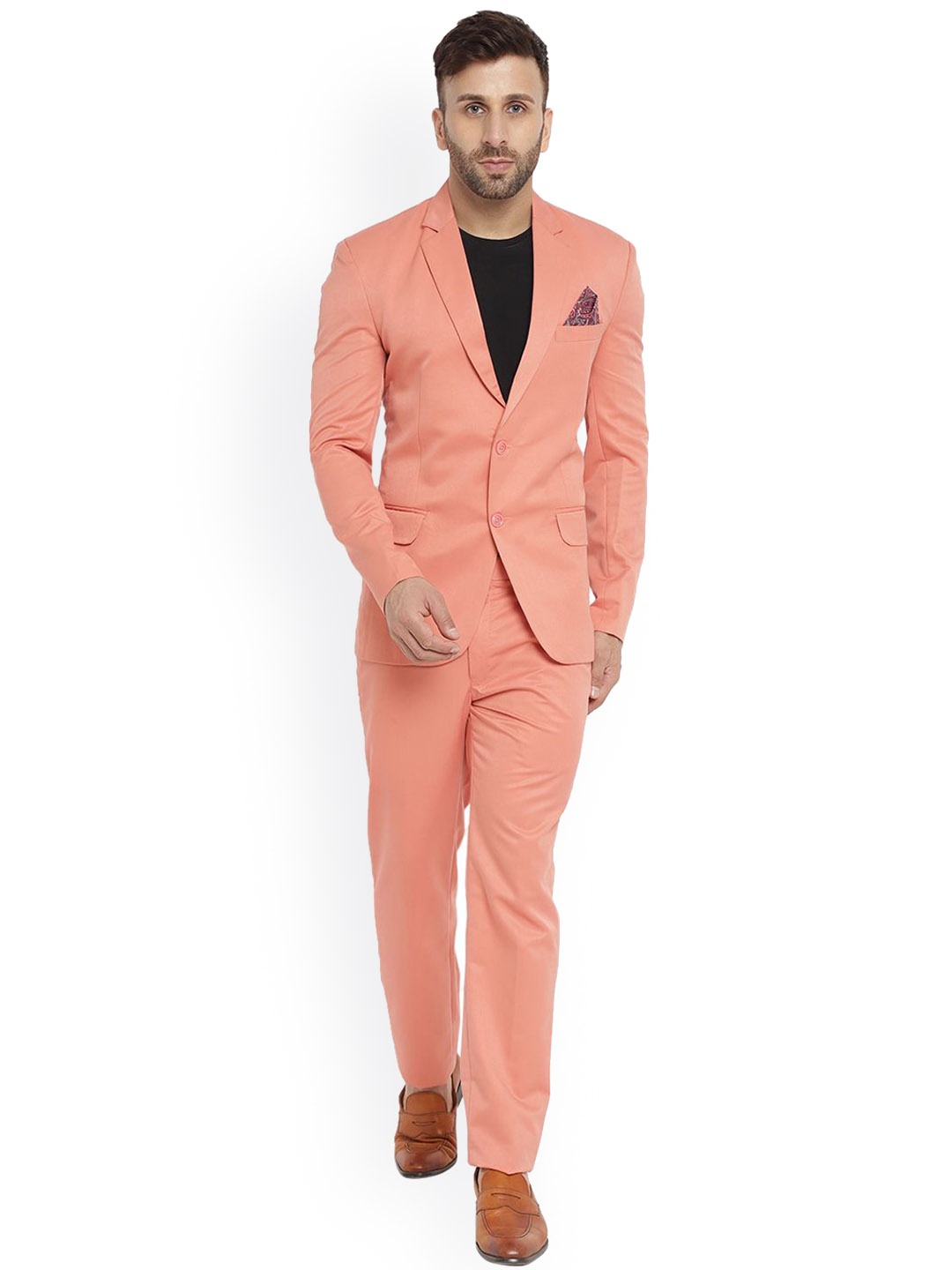 

REFULGENT Men Single-Breasted Two-Piece Party Suit, Pink