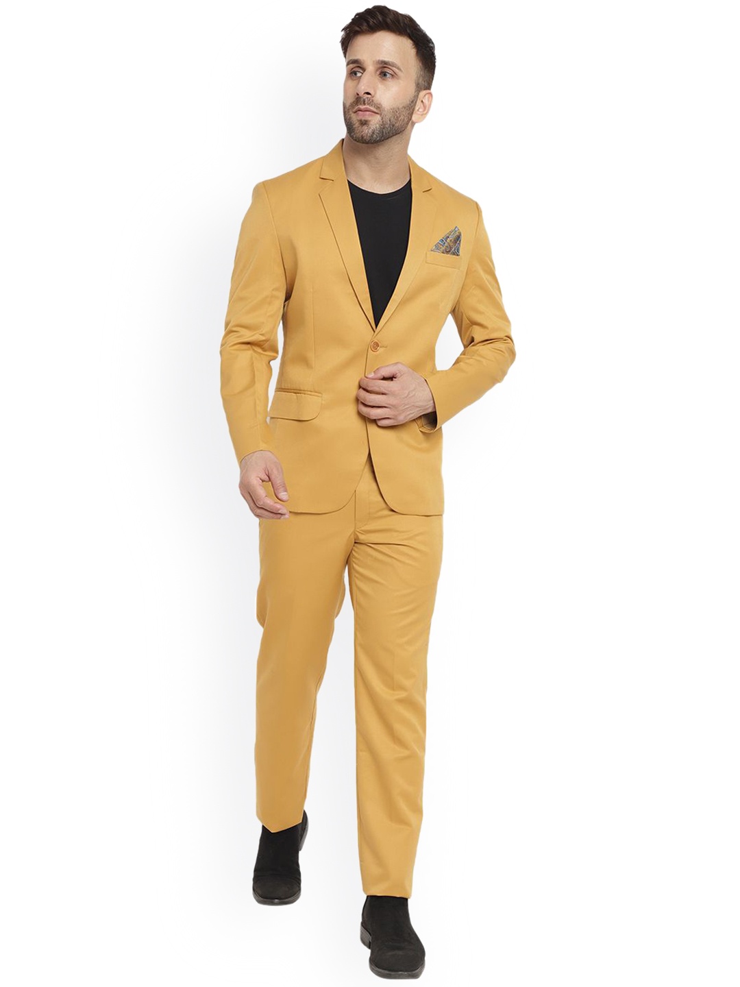 

REFULGENT Men 2-Piece Single-Breasted Suits Set, Mustard