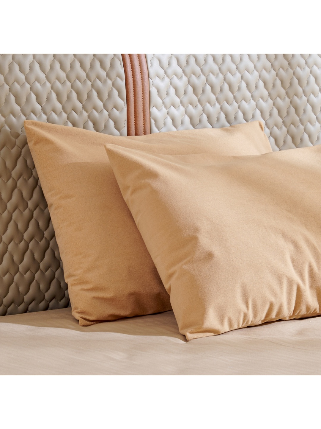 

Home Centre Beige 2 Pieces Solid Pure Cotton Rectangle Pillow Covers