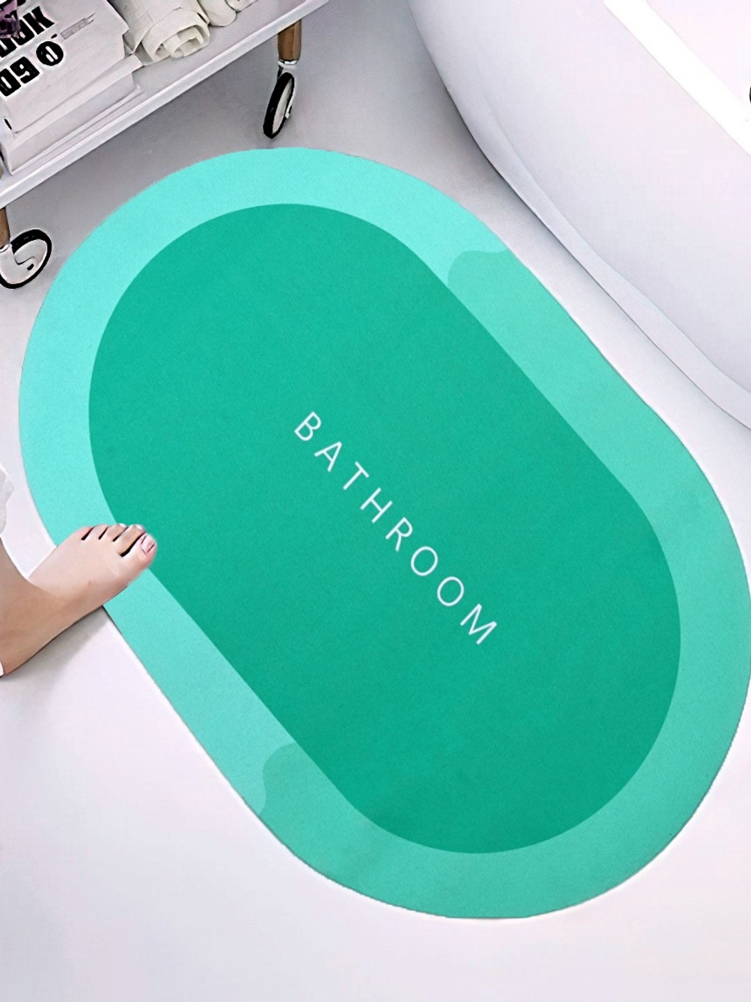 

Aura Sea Green 300 GSM Anti Skid Bath Rugs