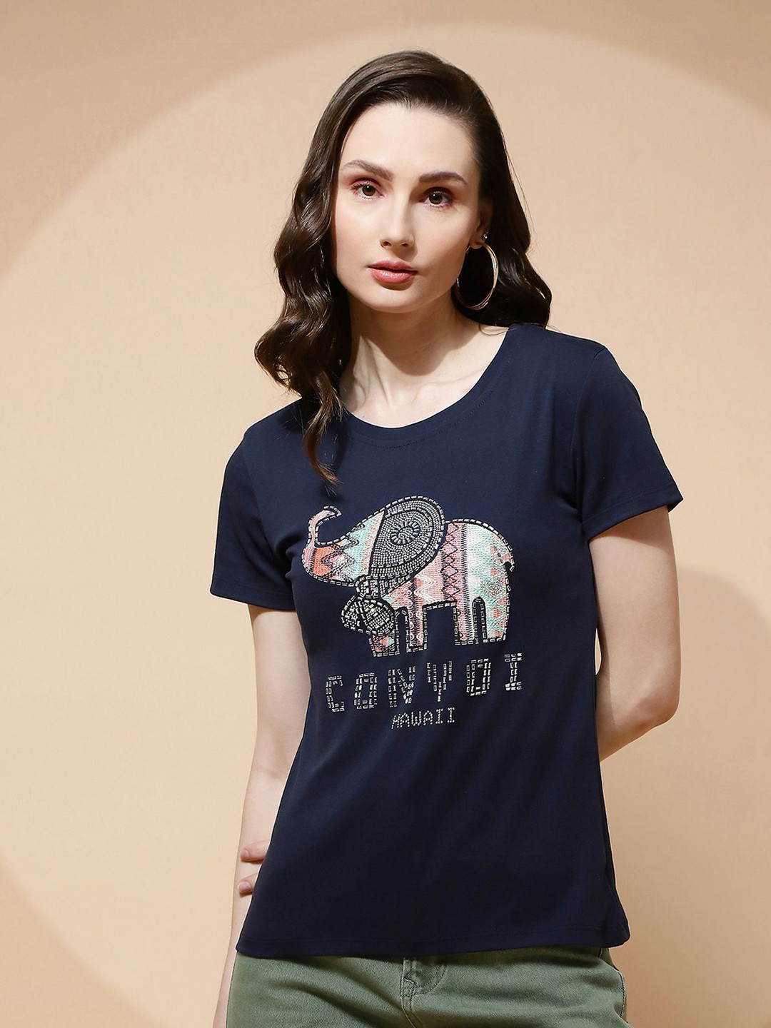 

Global Republic Graphic Printed Round Neck Top, Blue