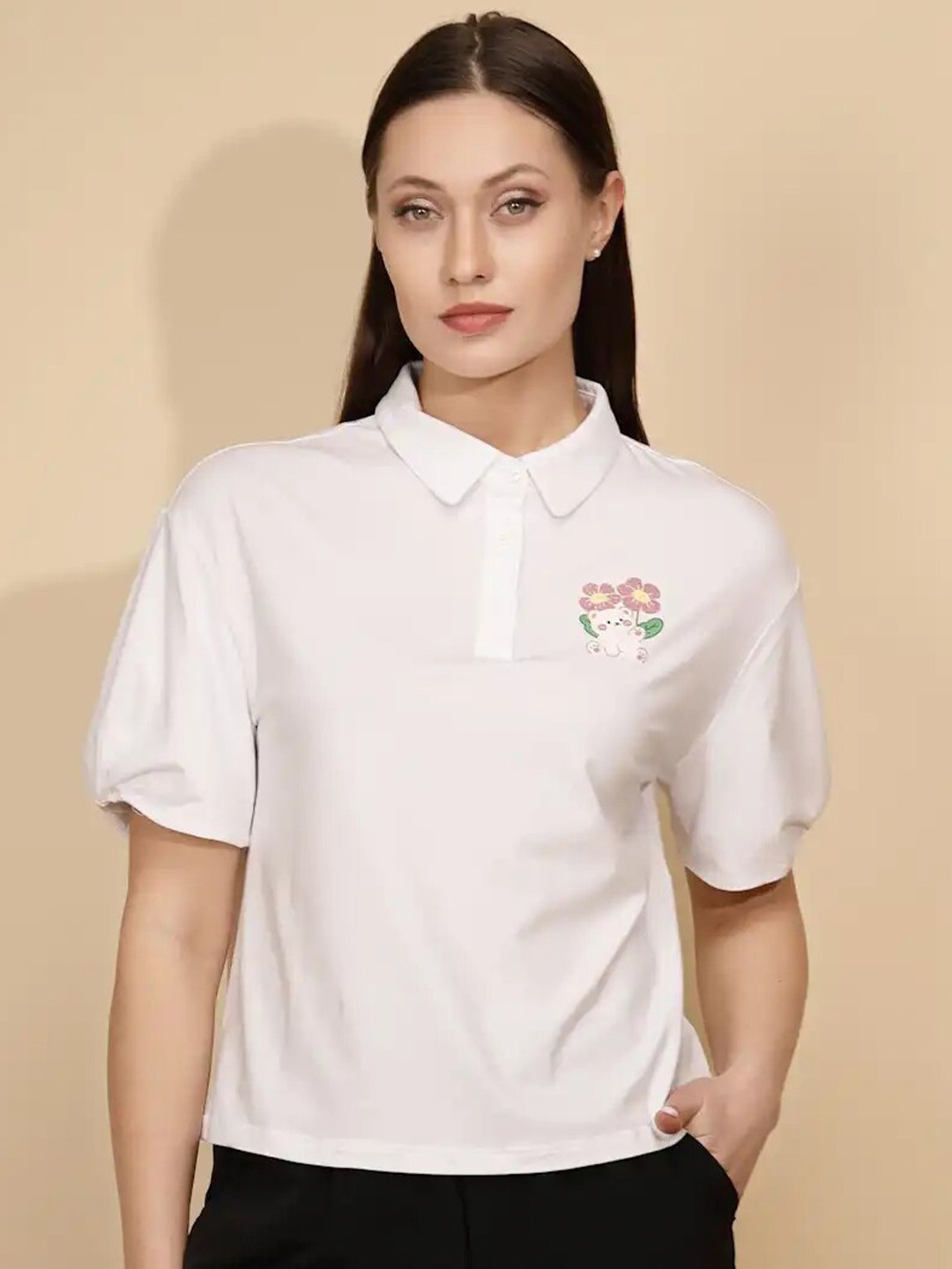 

Global Republic Floral Printed Shirt Style Top, White