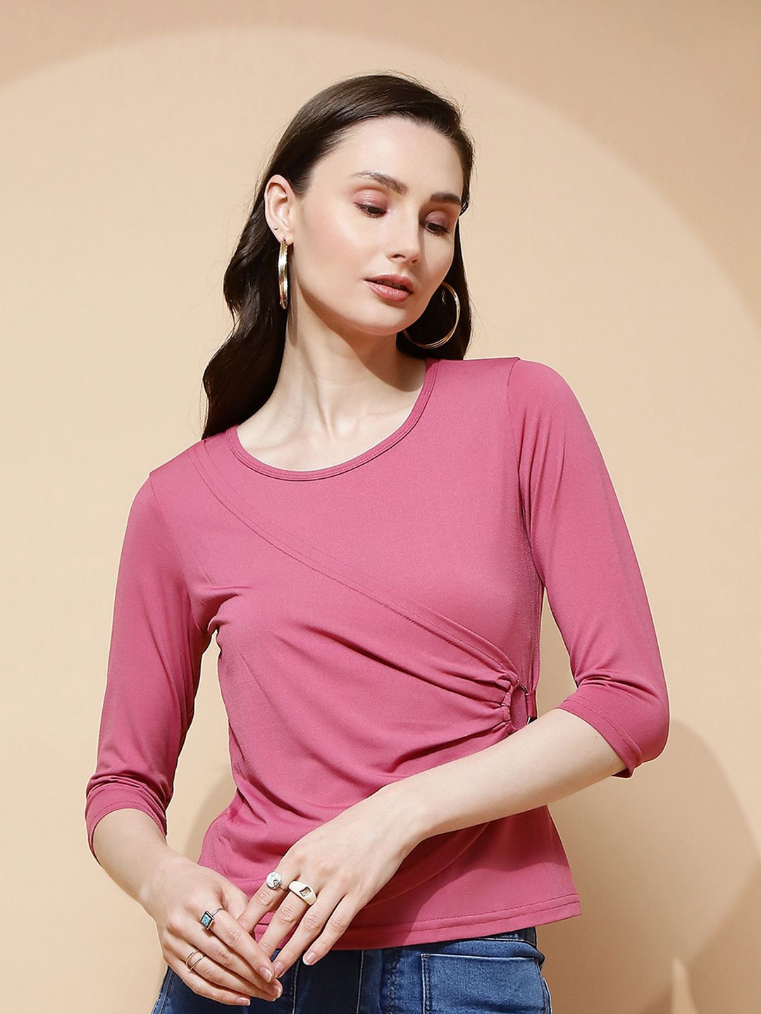 

Global Republic Solid Round Neck Top, Pink