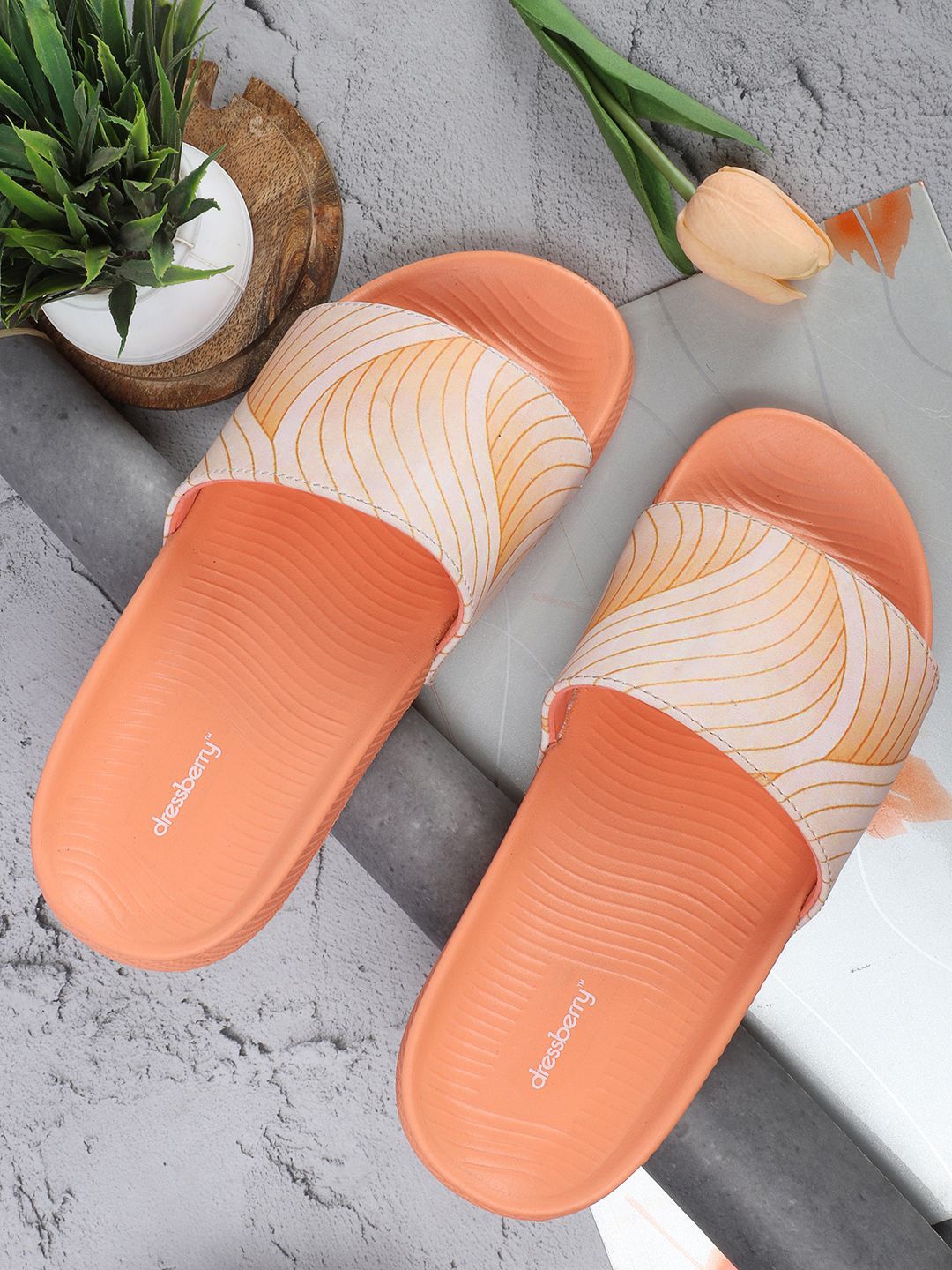 

DressBerry Women Printed Sliders, Orange