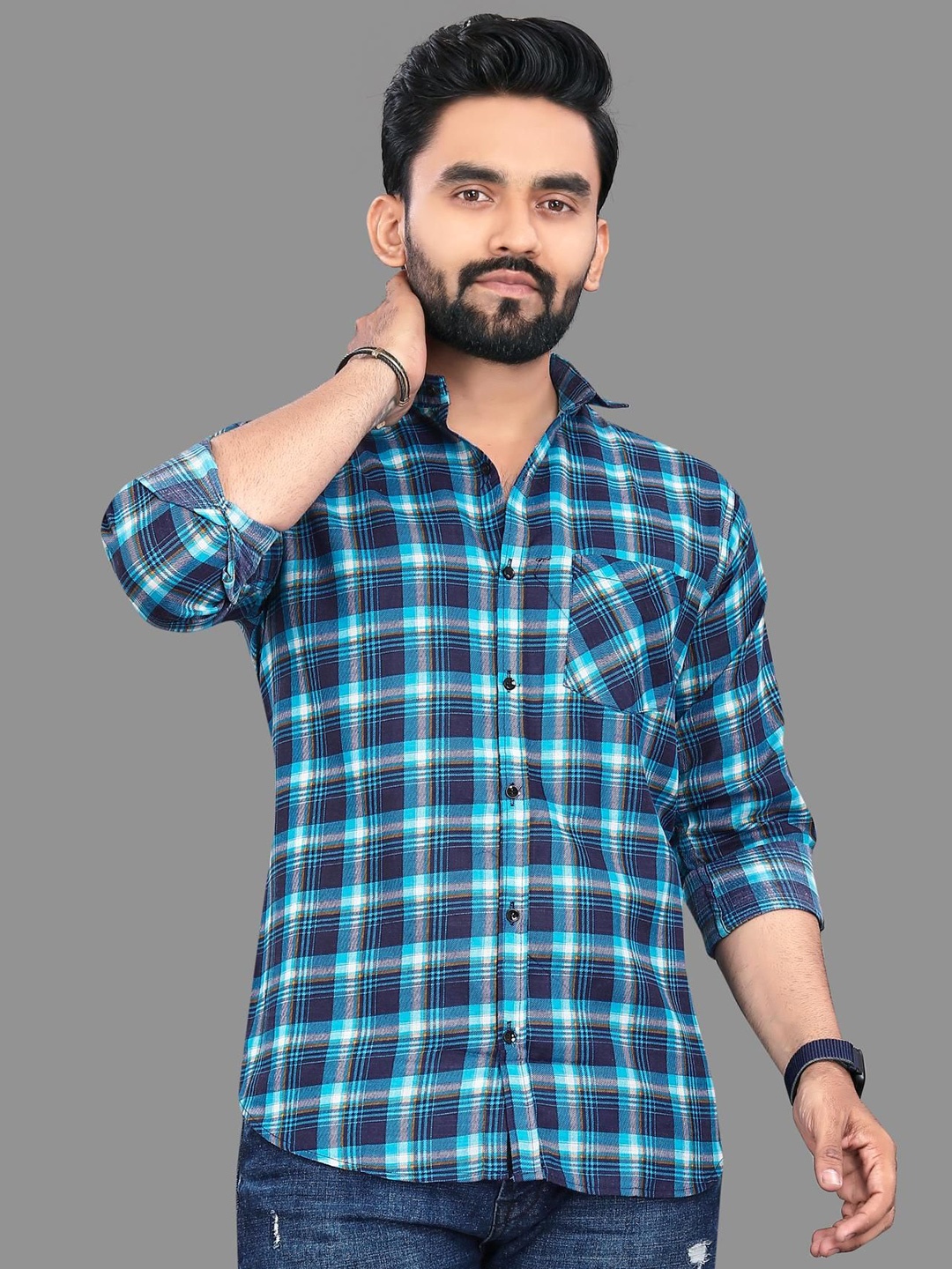 

ADWYN PETER Men Opaque Checked Casual Shirt, Multi