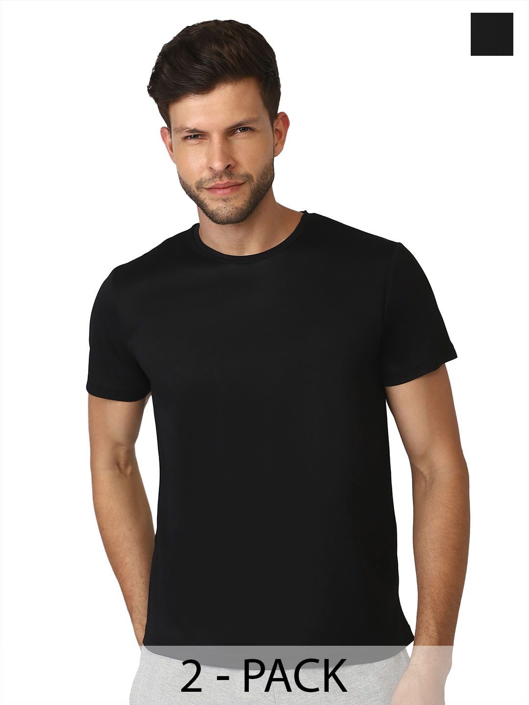 

hummel Men Set Of 2 Solid Round Neck T-shirt, Black