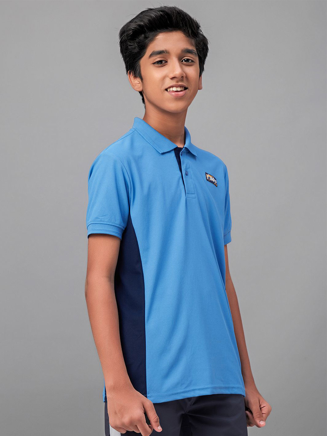 

Technosport Boys Colorblock UPF50 Slim Fit Sports Tshirt, Blue