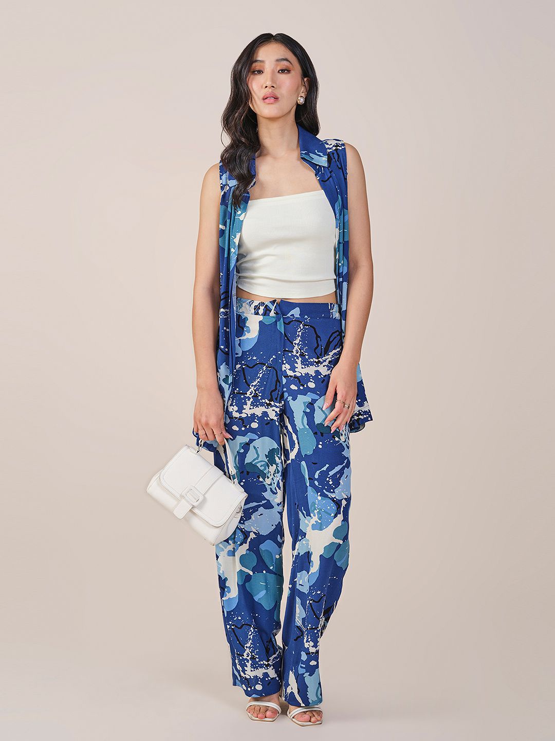 

AND Printed Shrug & Trousers Co-Ords, Blue