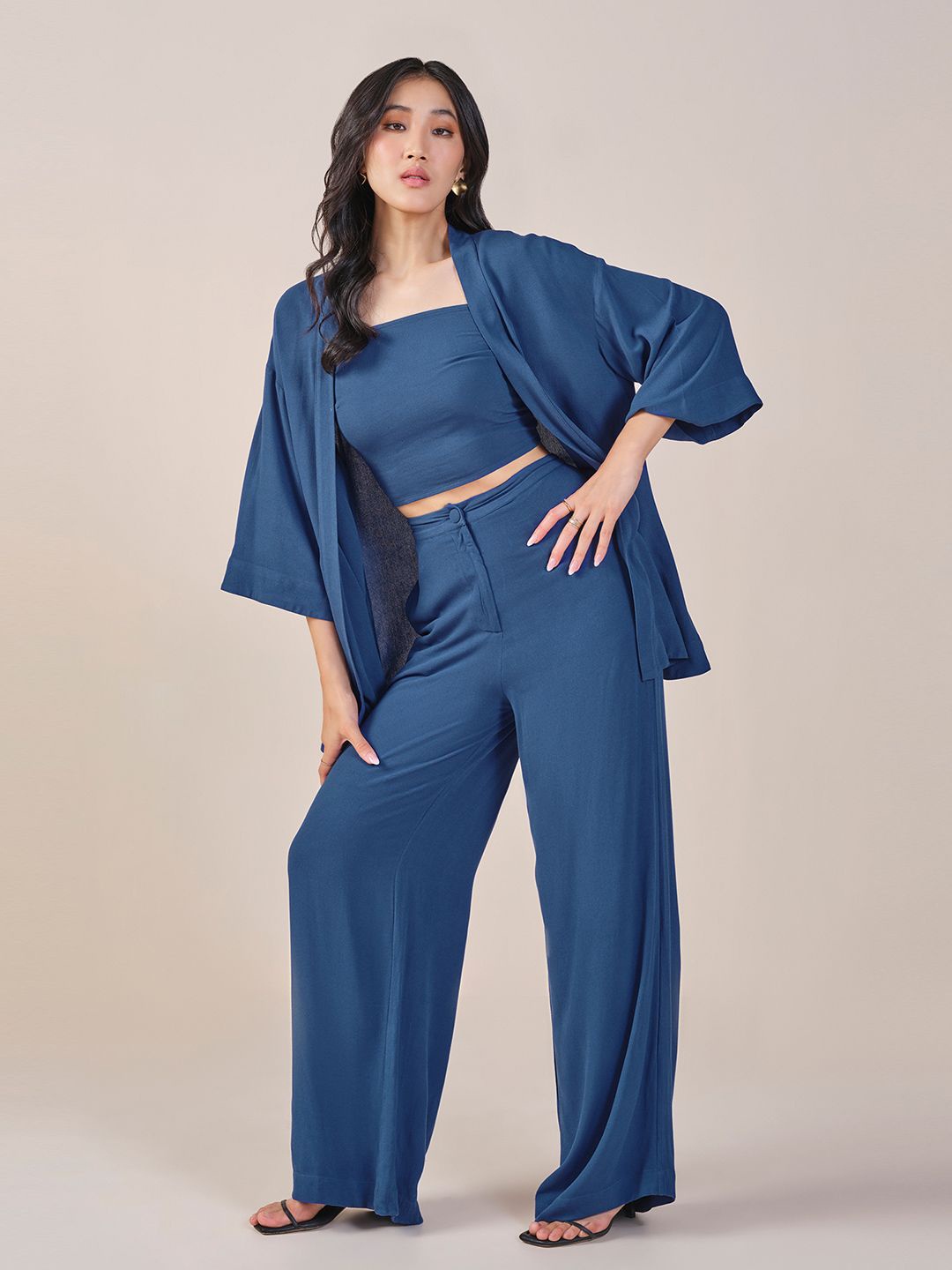

AND Top & Trousers With Shrug Co-Ords, Navy blue