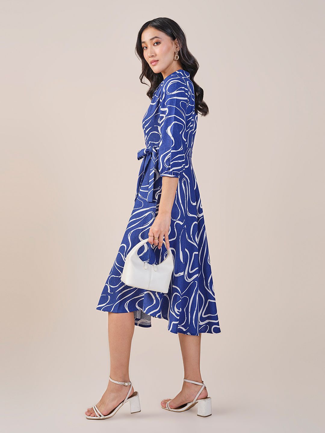 

AND Floral Print Fit & Flare Midi Dress, Blue