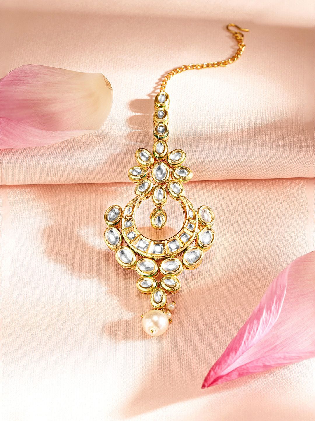 Priyaasi Gold-Plated Kundan Studded Maang Tikka Head Jewellery