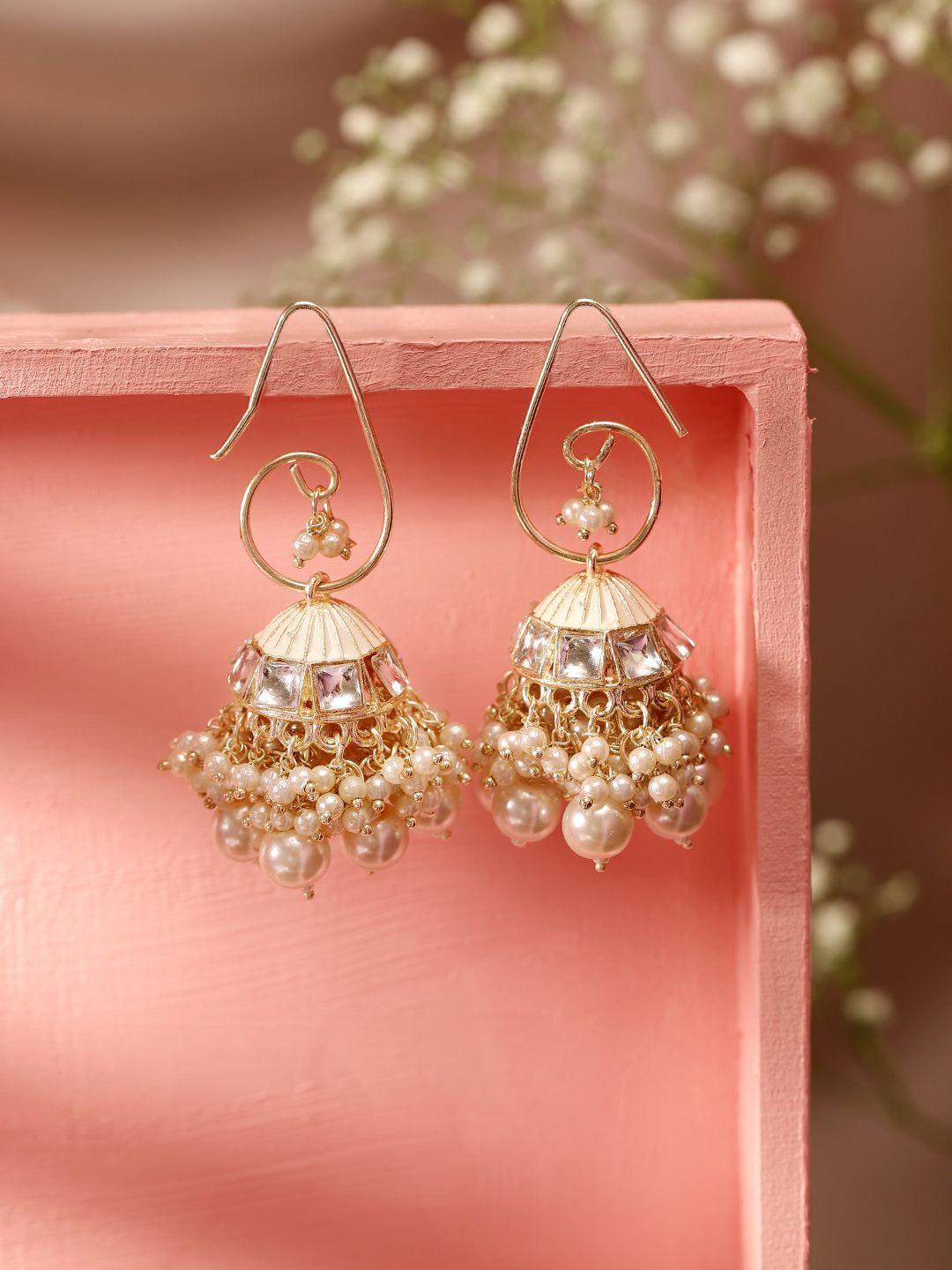 

Priyaasi Women Contemporary Jhumkas Earrings, Gold