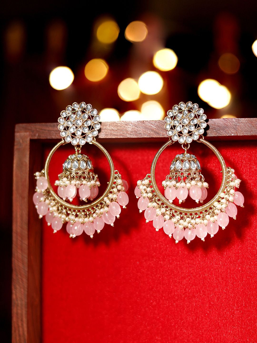 

Priyaasi Women Contemporary Chandbalis Earrings, Pink