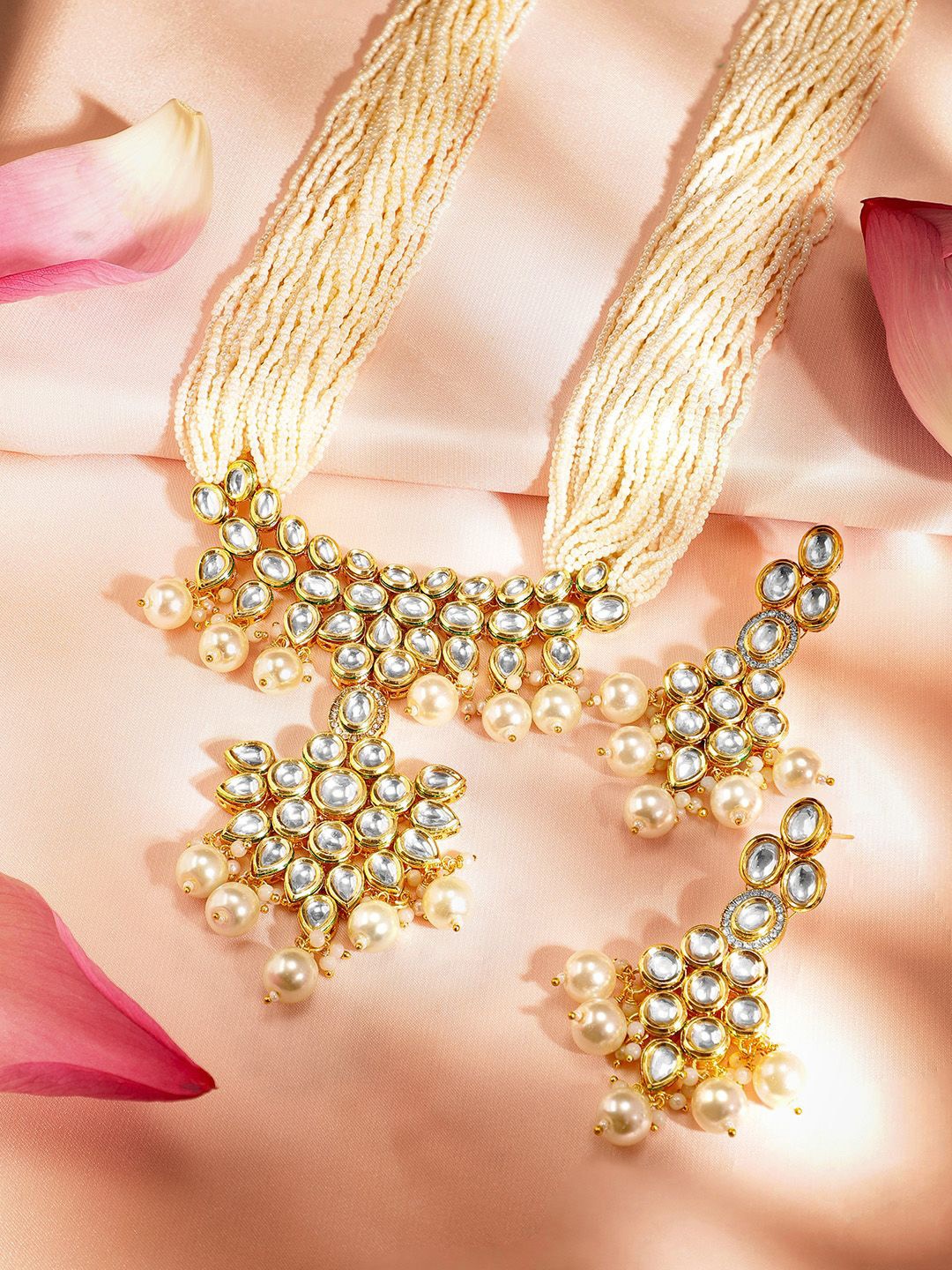 

Priyaasi Women Gold-Plated Kundan-Studded & Beaded Jewellery Set