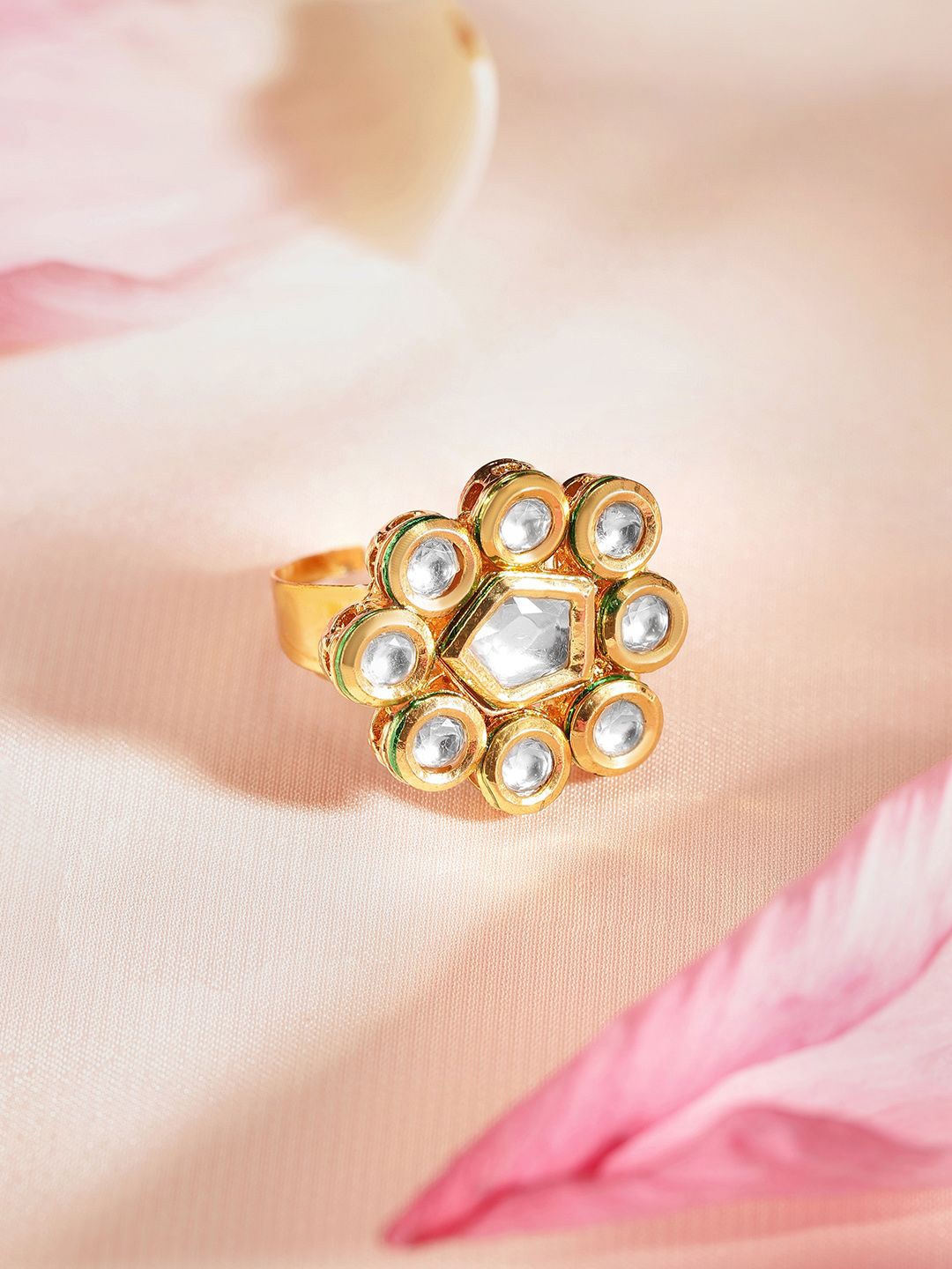 

Priyaasi Gold Plated Kundan Studded Finger Ring