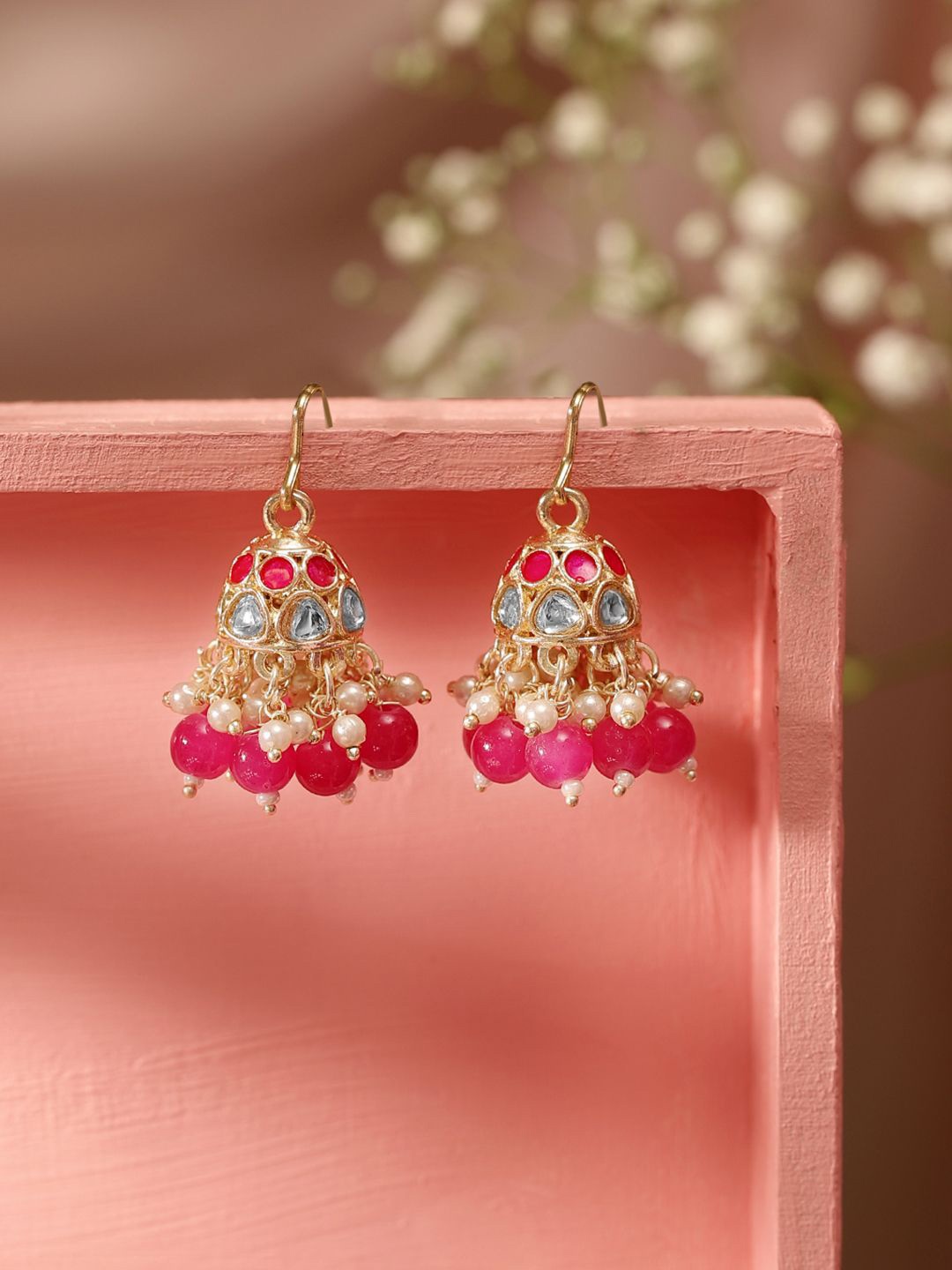 

Priyaasi Contemporary Jhumkas Earrings, Pink