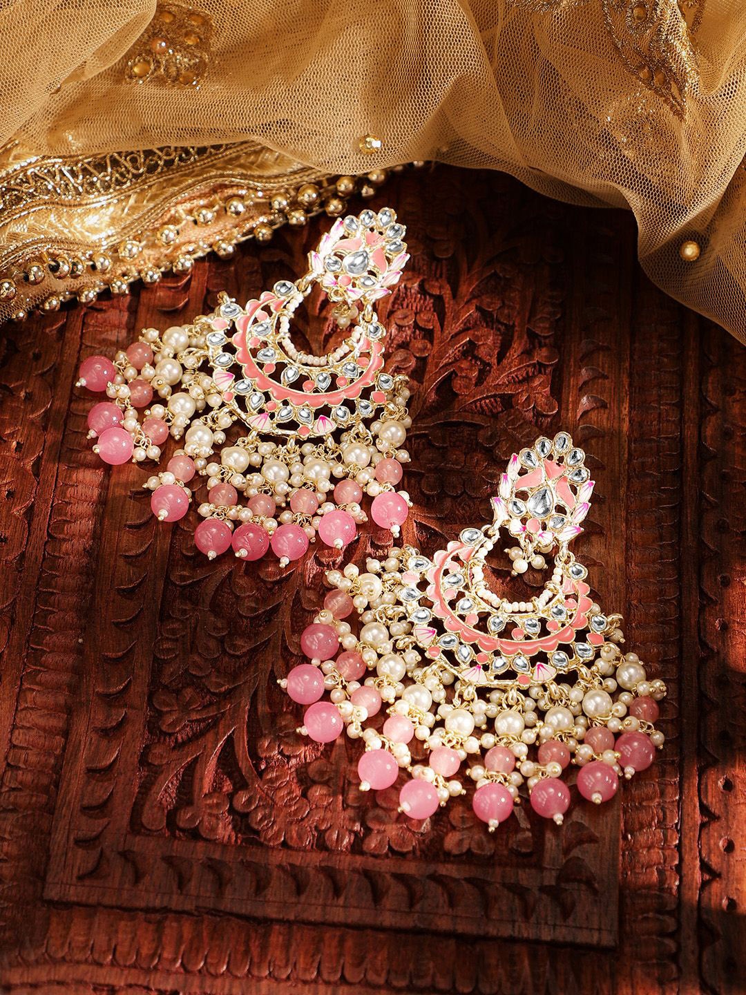 

Priyaasi Women Contemporary Chandbalis Earrings, Pink