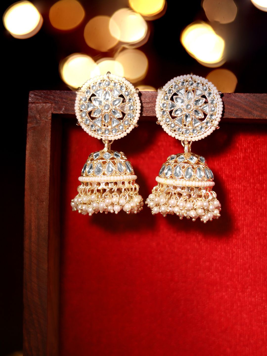 

Priyaasi Women Contemporary Jhumkas Earrings, White