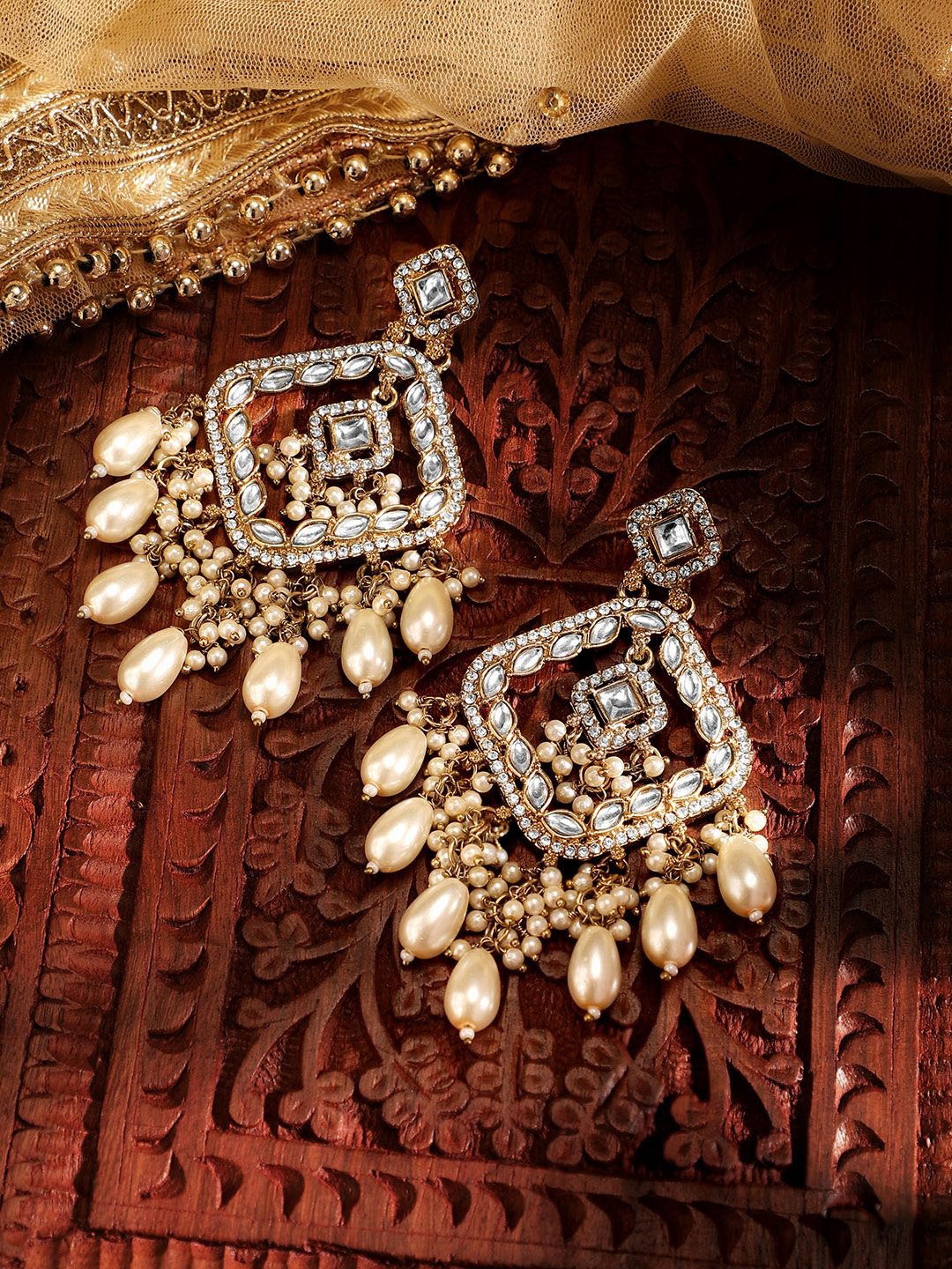 

Priyaasi Women Contemporary Chandbalis Earrings, White