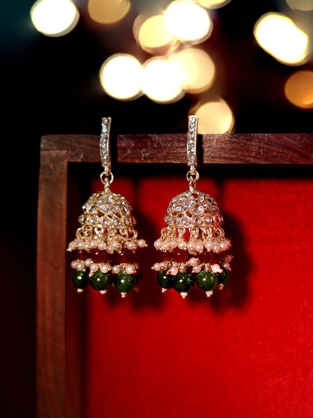 

Priyaasi Women Contemporary Jhumkas Earrings, Green