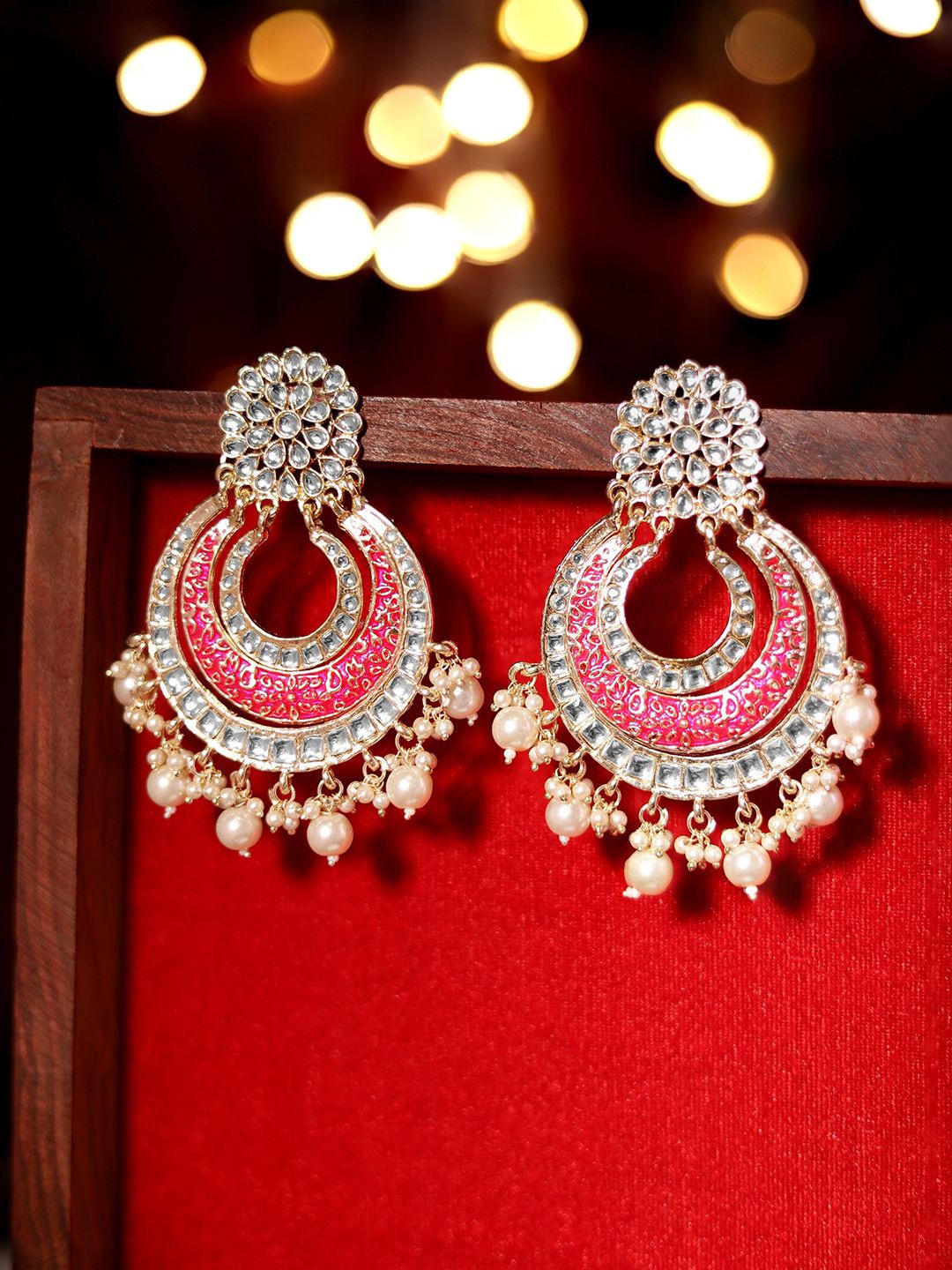 

Priyaasi Women Contemporary Chandbalis Earrings, Pink