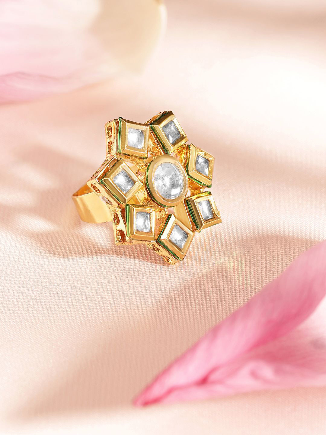 

Priyaasi Gold-Plated Kundan-Studded Elegant Ring