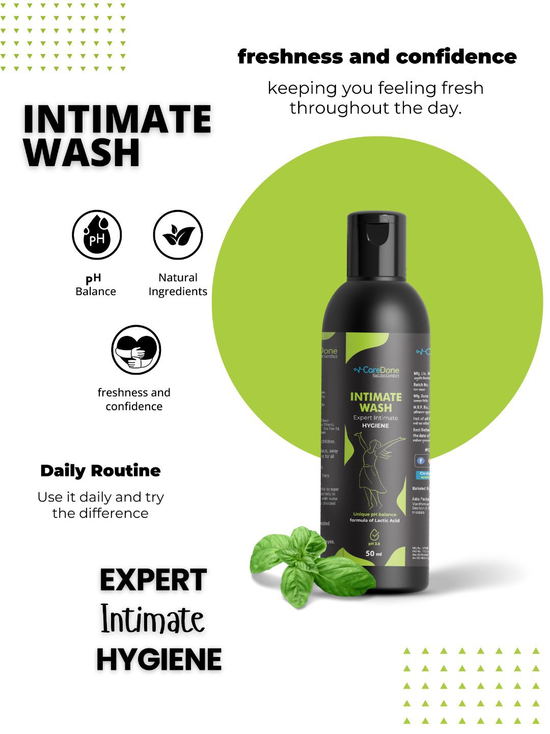 

CareDone Natural Intimate Wash With Tea Tree Oil - 50 ml, Transparent