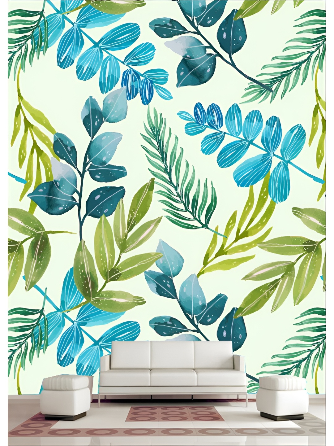 

Aura Blue & Green tropical Printed Self Adhesive Wall Sticker