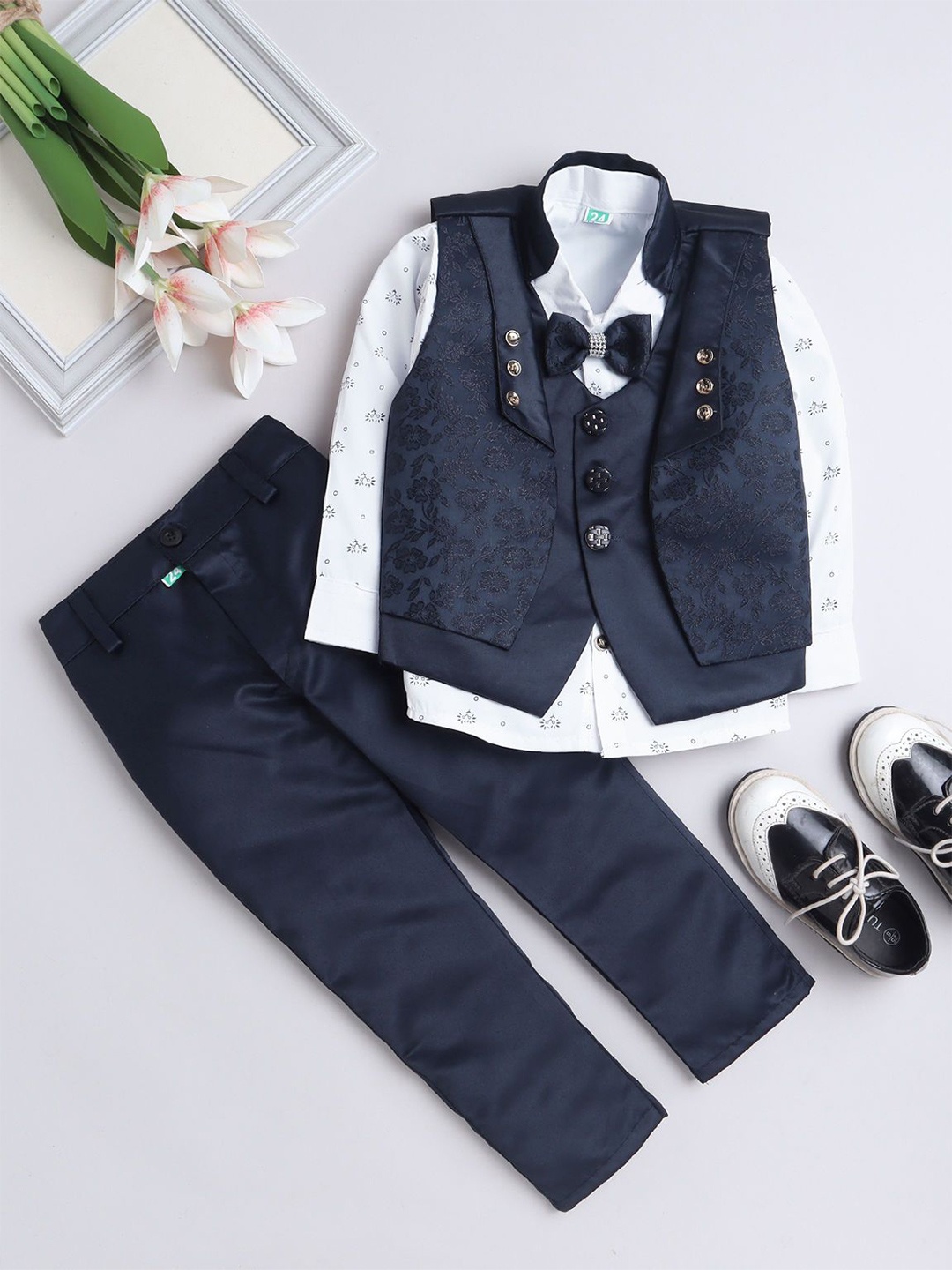 

BAESD Boys Single-Breasted 3-Piece Suit, Navy blue