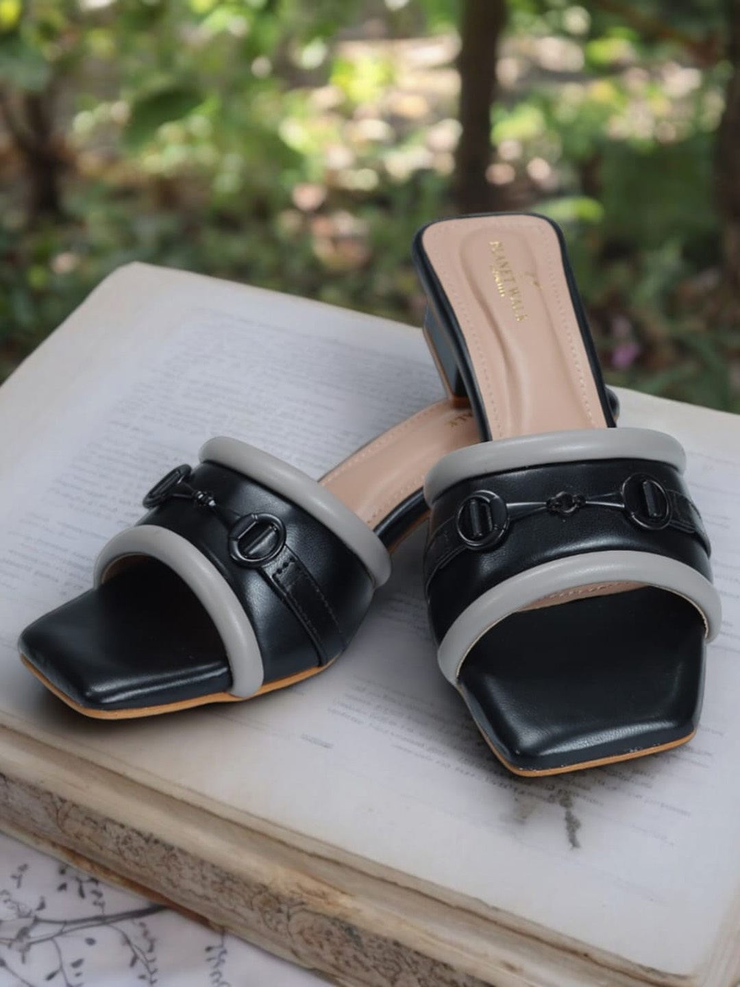 

PLANET WALK Embellished Block Mules, Black