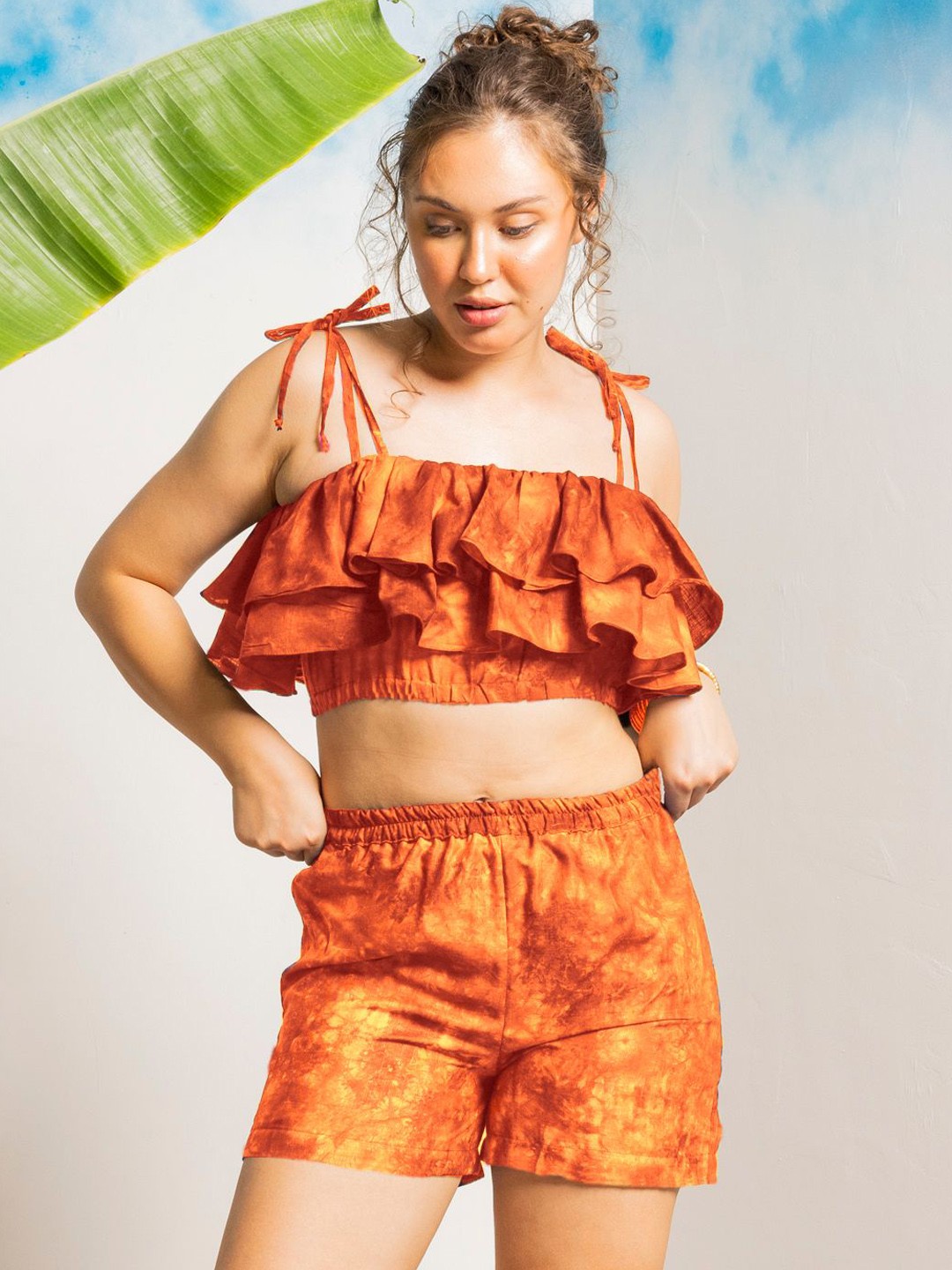 

EROTISSCH 2-Piece Printed Swimwear Cover-Up Set, Orange