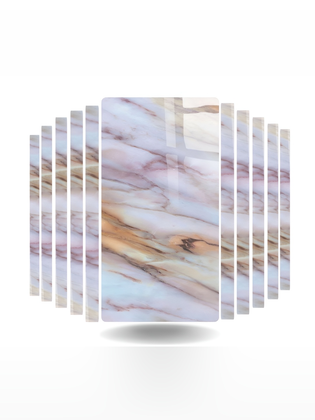 

ANNA CREATIONS 10 Pcs Dyna Marble Self Adhesive Abstract -Printed Wall Sticker, White