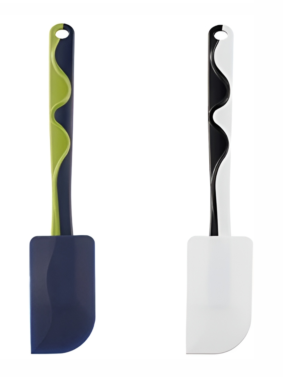 

Digital Shoppy 2-Pcs Navy Blue & White Colour-Blocked Spatula, Black