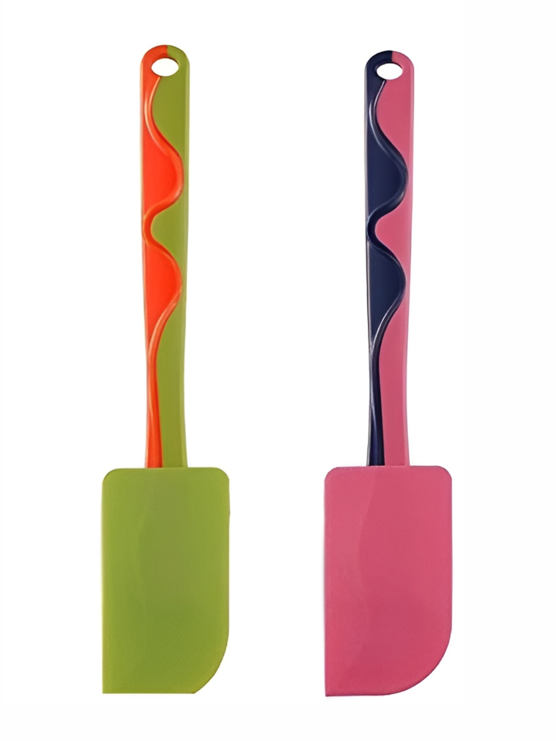 Digital Shoppy Pack Of 2 Green & Pink Rubber Spatulas