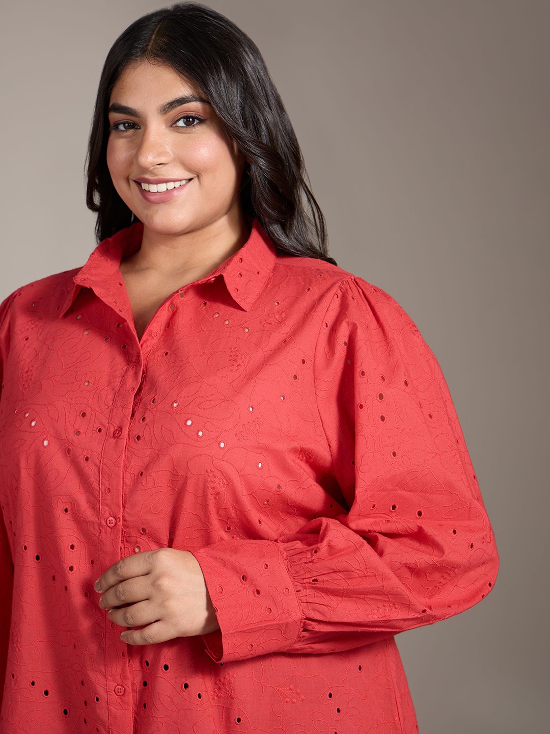 

20Dresses Women Opaque Printed Casual Shirt, Red