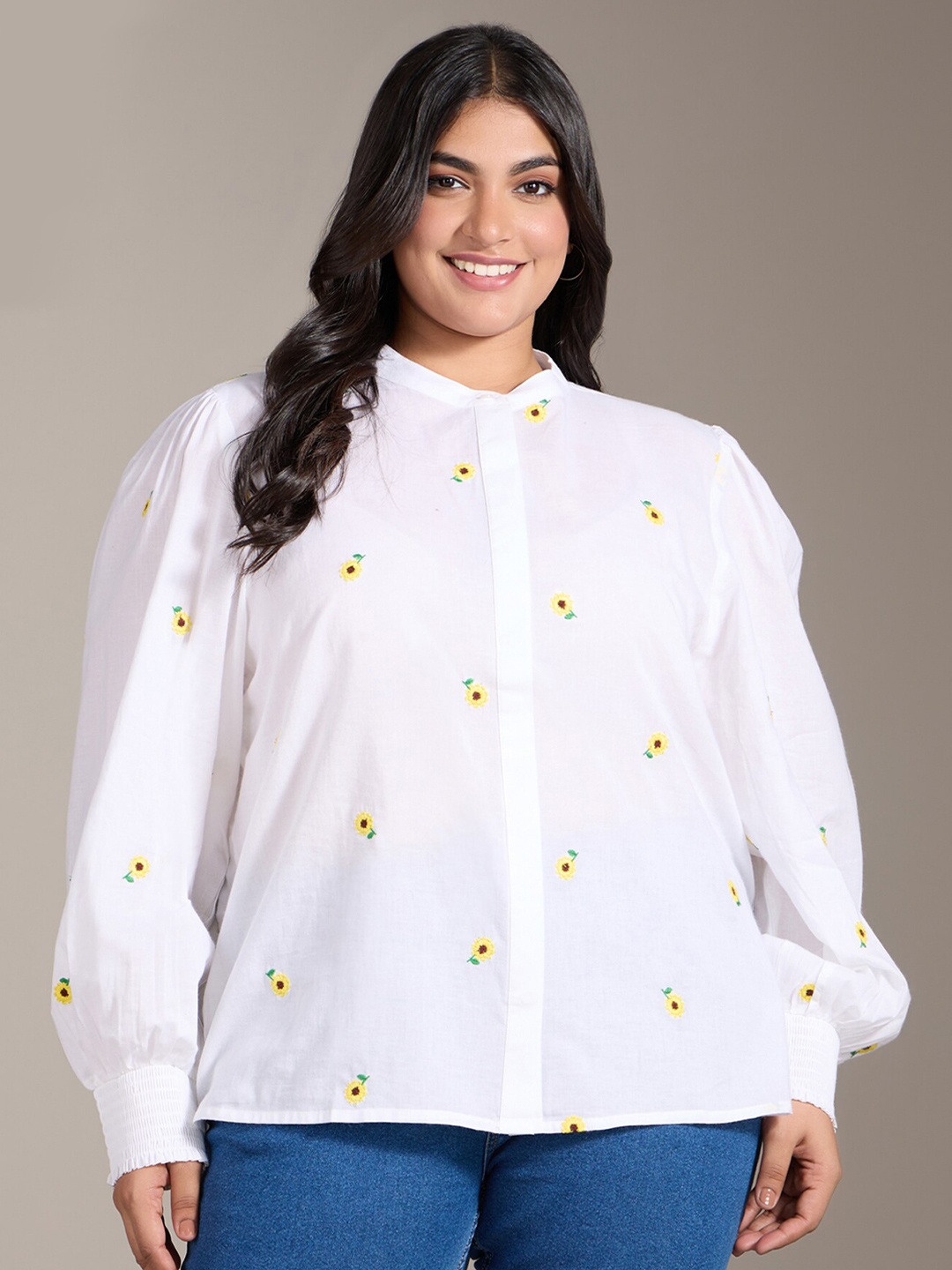 

20Dresses Women Opaque Printed Casual Shirt, White