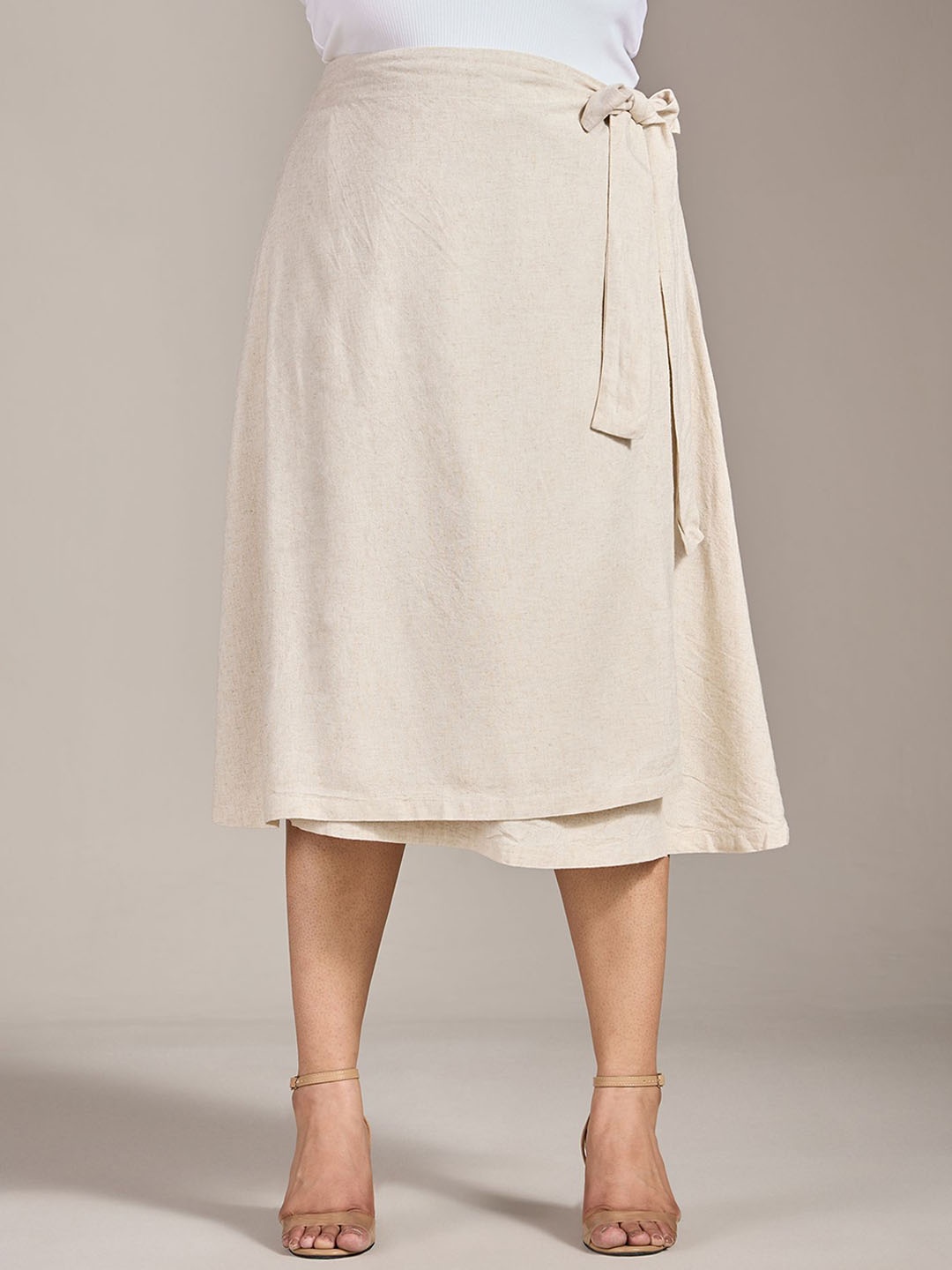 

20Dresses A Line Wrap Midi Skirt, Beige