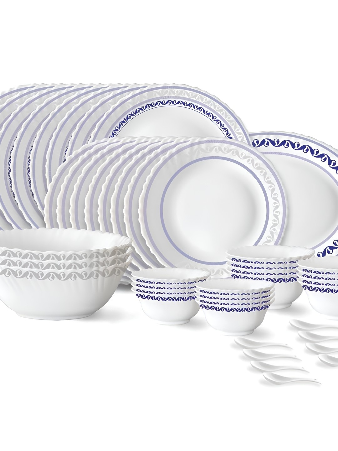 

Larah by BOROSIL 44 Pcs White Printed Opalware Dinner Set