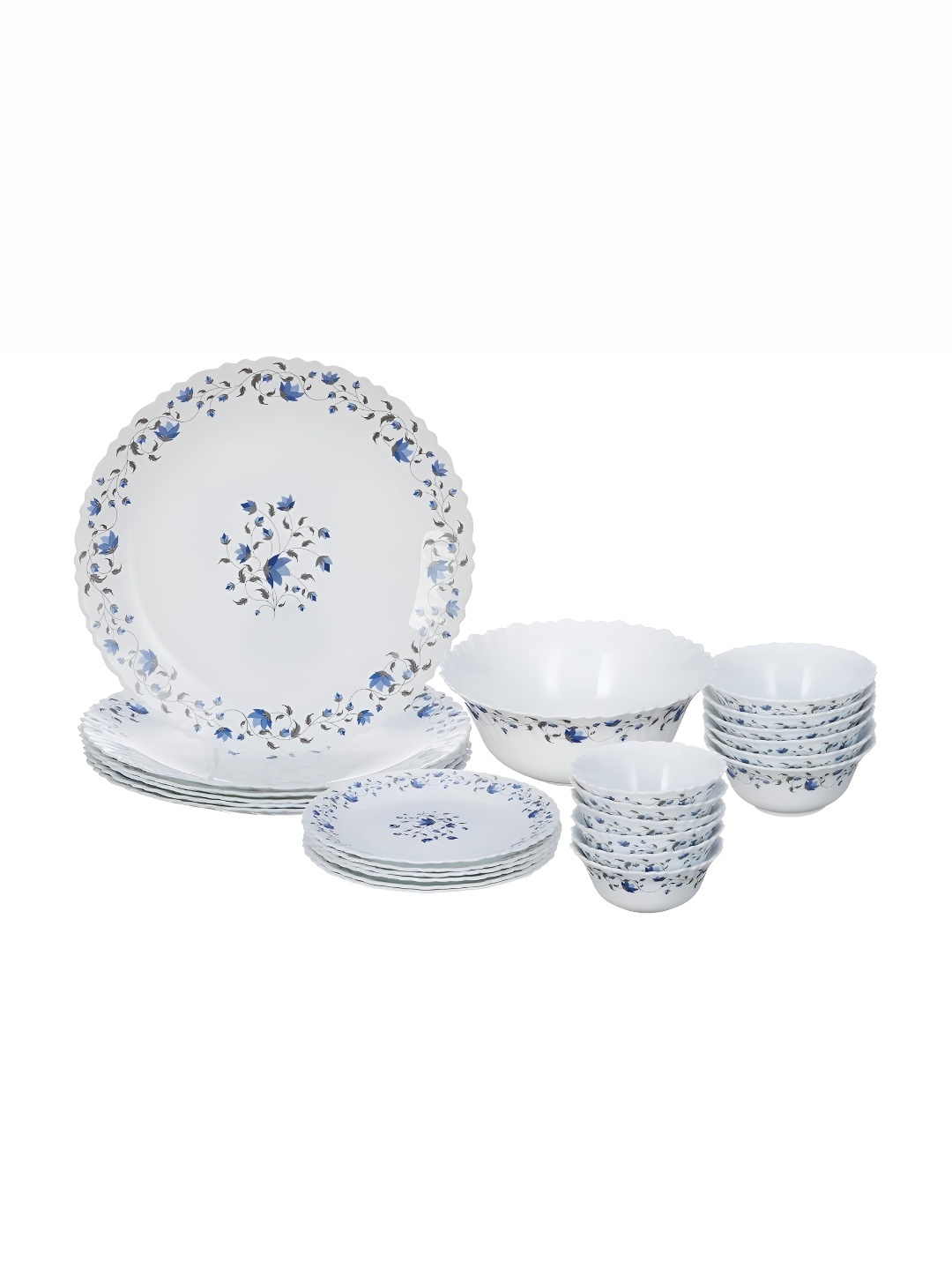 

Larah by BOROSIL Set Of 25 Opalware Crocker Dinner Set, White