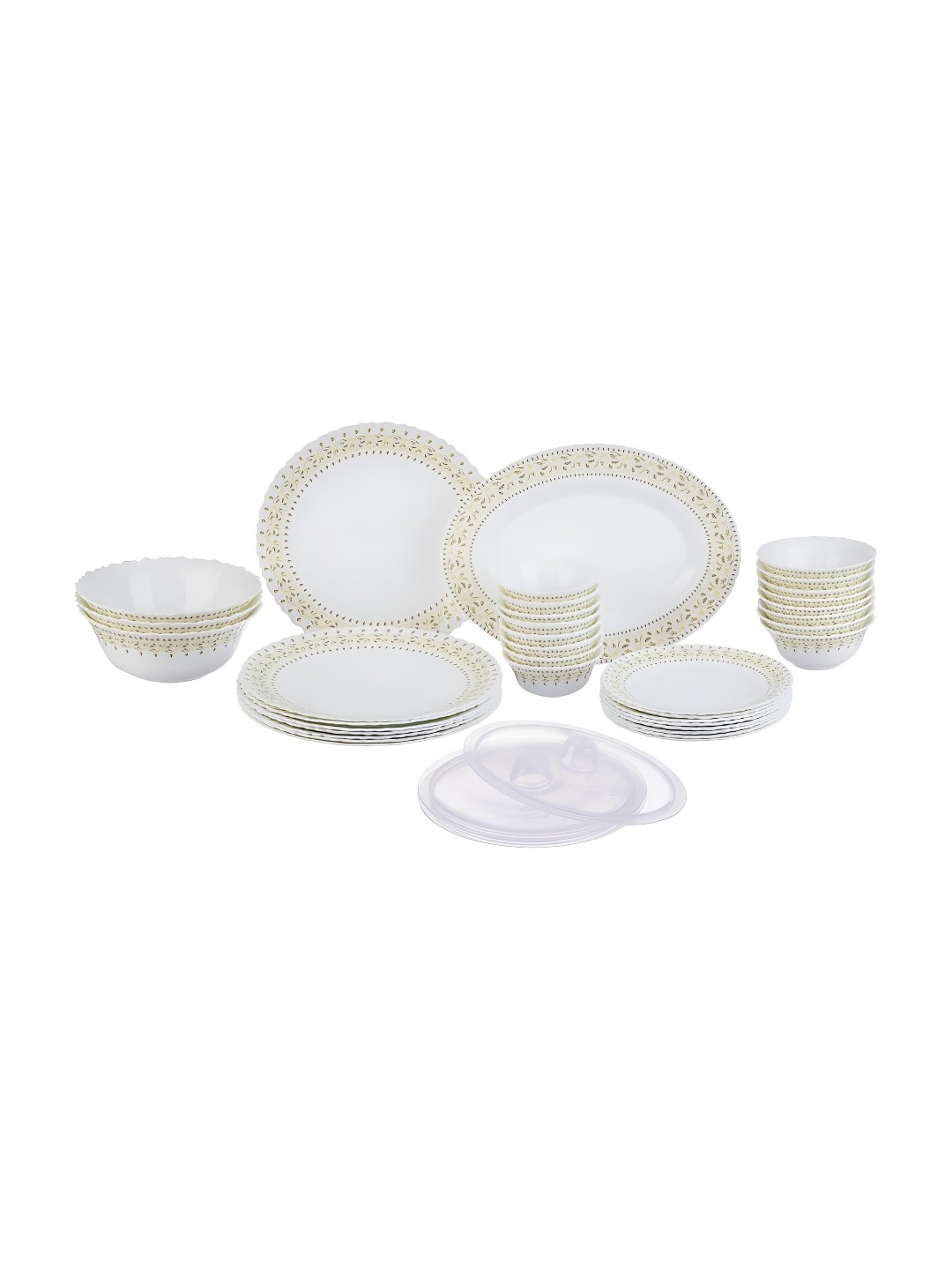 

Larah by BOROSIL Fluted White 36-Pc White Opalware Crocker Dinner Set