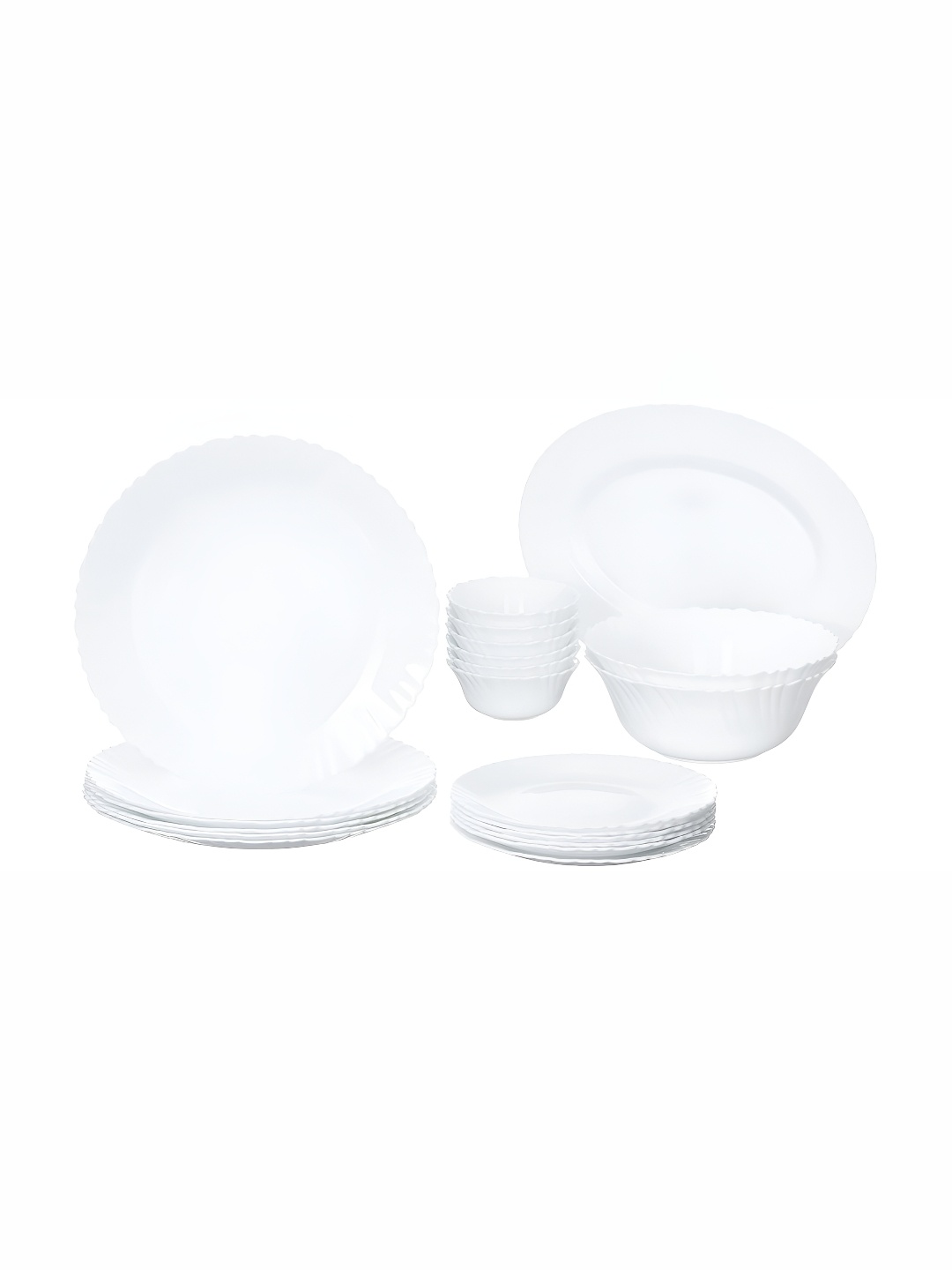 

Larah by BOROSIL 21 Pcs White Opalware Dinner Set