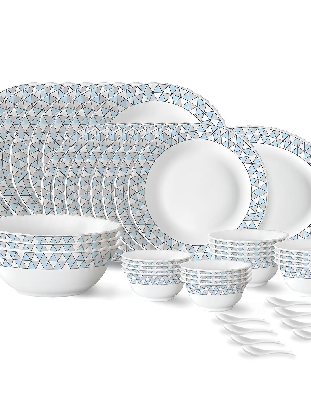 

Larah by BOROSIL Fluted 44 Pcs White Printed Opalware Dinner Set
